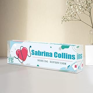 Custom Name Plate for Desk, Desk Name Plate Personalized, Employee Appreciation Gifts, Acrylic Desk Accessories, Office Desk Decorations, Office Gifts for Teacher Nurse Manager Boss (Nurse/Doctor)