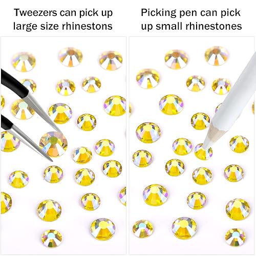 Miniatura 5 de 3820 diamantes de imitación para arte de uñas, cristales de cristal de 6 tamaños (ss6-ss30), gemas para uñas con parte trasera plana para