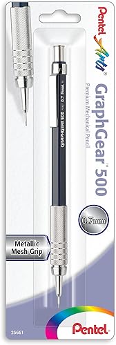 Pentel Arts GraphGear 500 - Lápiz de dibujo premium, 0.028 in, barril azul, paquete de 1 (PG527CPABP) disponible en Yaxa Mexico