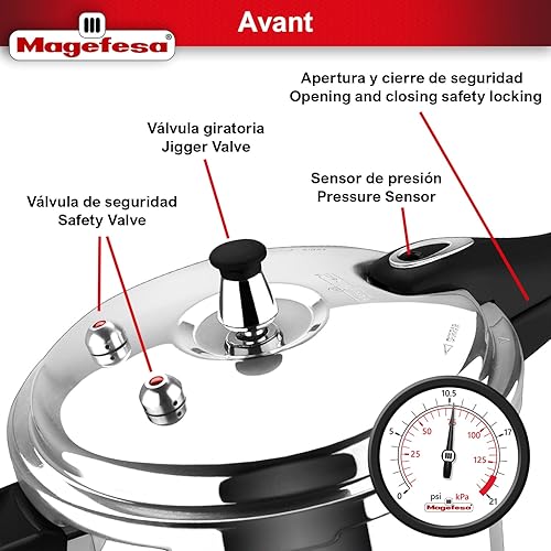 Miniatura 7 de MAGEFESA Avant - Olla a presión de aluminio de 8.5 cuartos de galón, compatible con estufas de gas, eléctricas, de cerámica, olla a presión, cocción