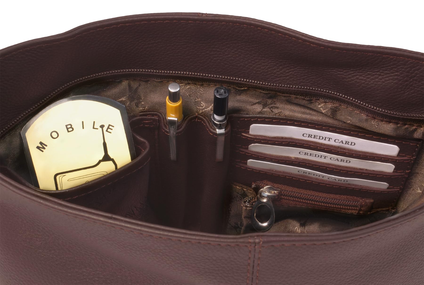 Catwalk Collection Handbags - Borsa a Tracolla Media in Pelle e Camoscio - Borsa a Mano Donna - Formato A5 - Charlotte