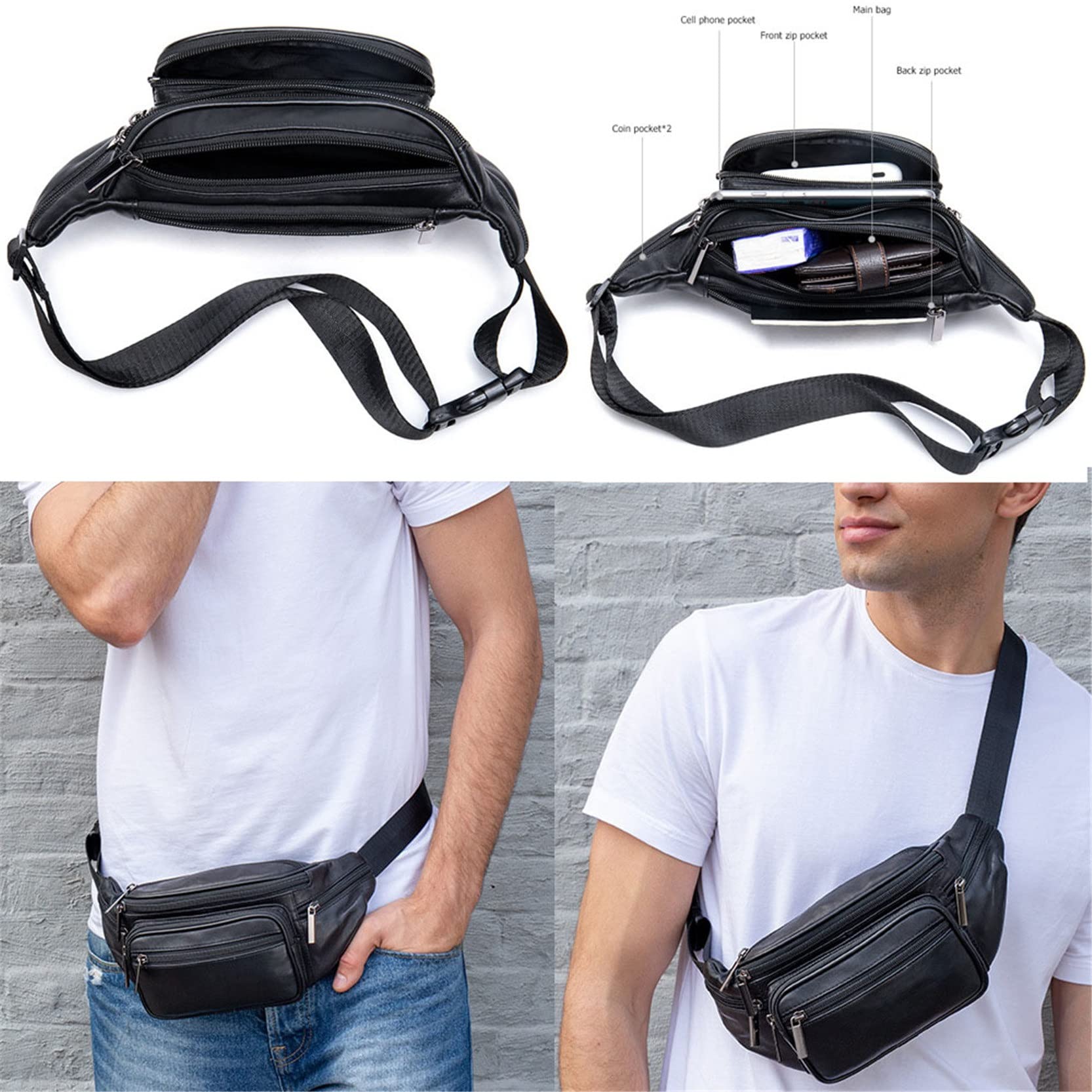 Męska damska nerka nerka nerka, nerka z prawdziwej skóry, torba na klatkę piersiową, moda biodrowa, torba na talię, etui na telefon dla mężczyzn i kobiet, podróż, wędrówki, bieganie, jazda na rowerze, chodzenie, talia, fantazyjna torba dla kobiet, mężczyz