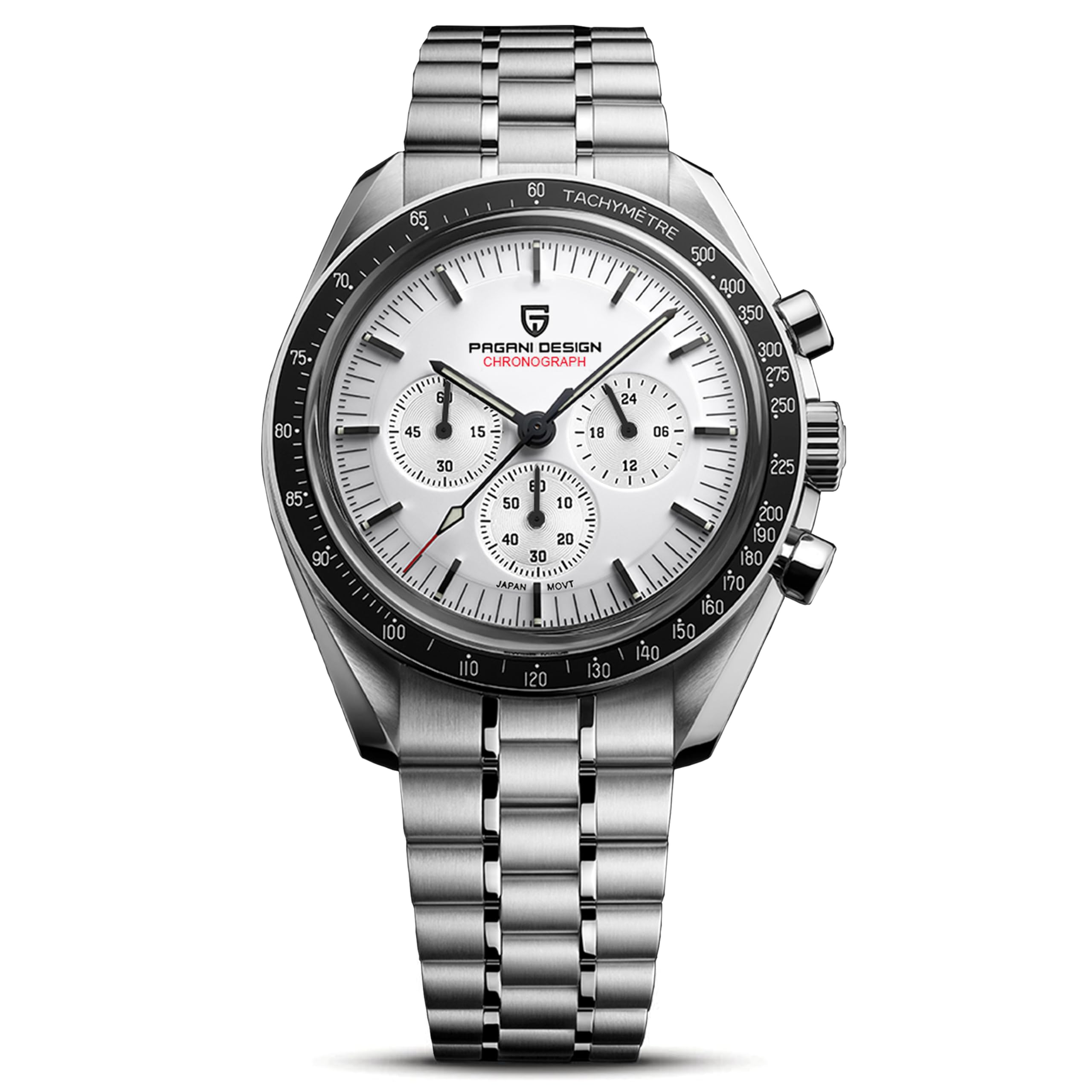 Pagani Design 1701 Orologio Uomo VK63 Orologio al Quarzo Cinturino in Acciaio Inox 100 Metri Resistente all'Acqua Elegante Sport Business Elegante Orologio Regalo da Uomo.