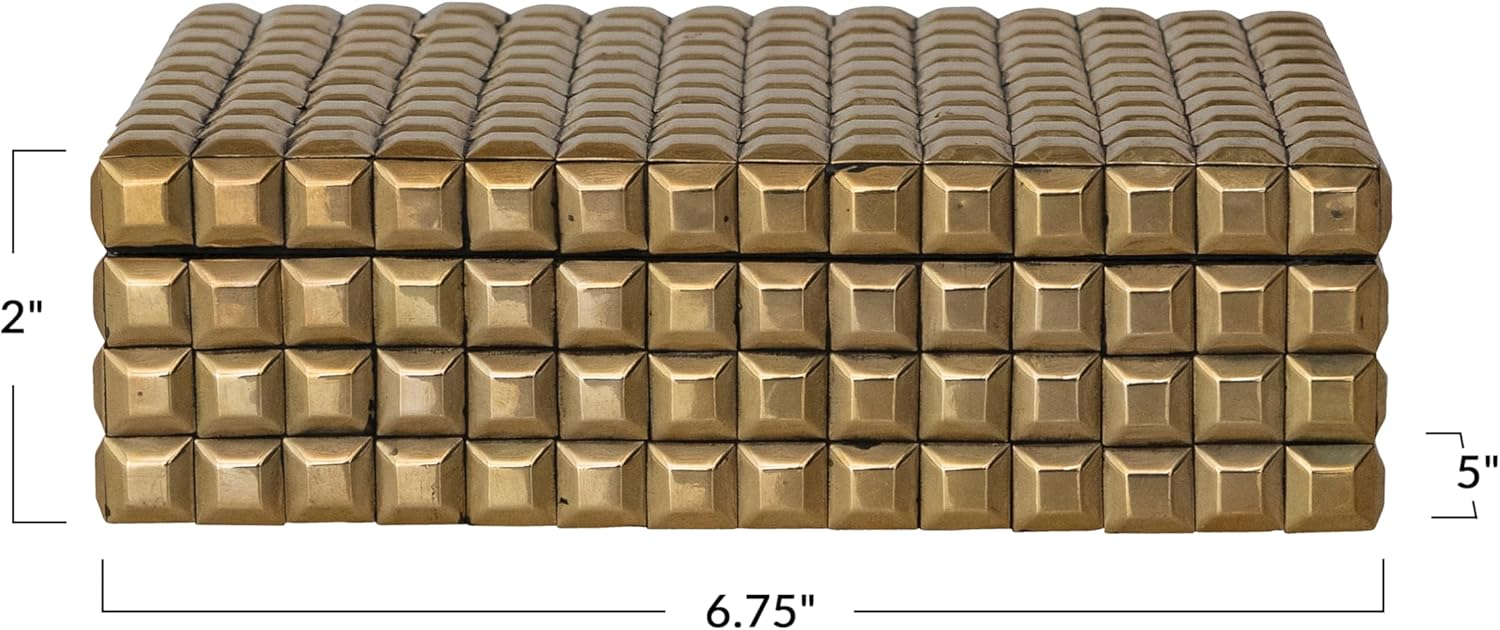 Bloomingville Reclaimed Wood Decorative Box with Brass Accents, Gold