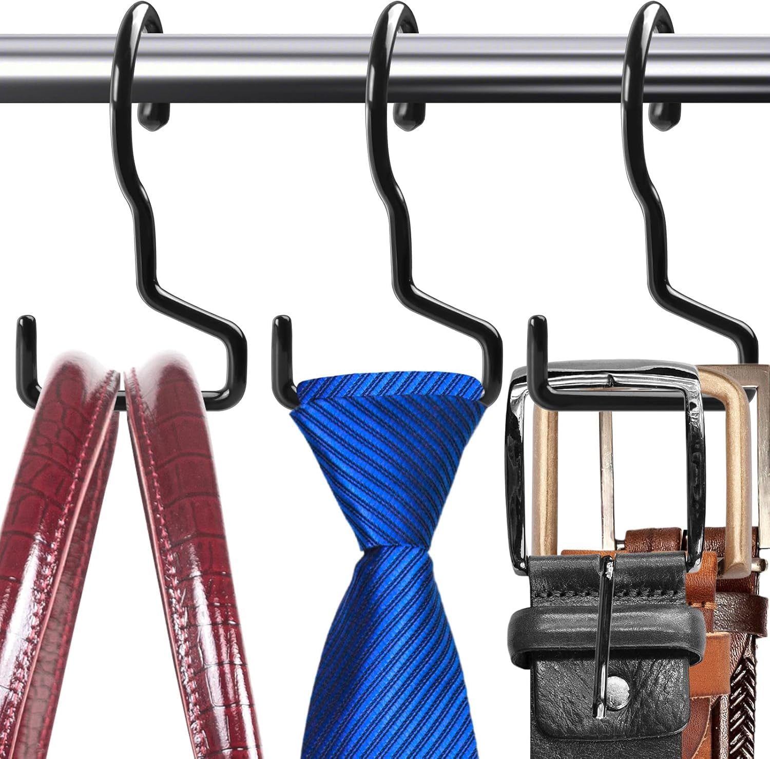 Accurate Trader Purse Hangers,Purse Organizer for Closet, Backpack Hanger Hooks for Closet,Vinyl Coated Anti-Slip Metal Bag Hanger for Hanging Purses,Jeans, Ties, Handbags, Belts, Scarves,Hats 3 pcs-image-7