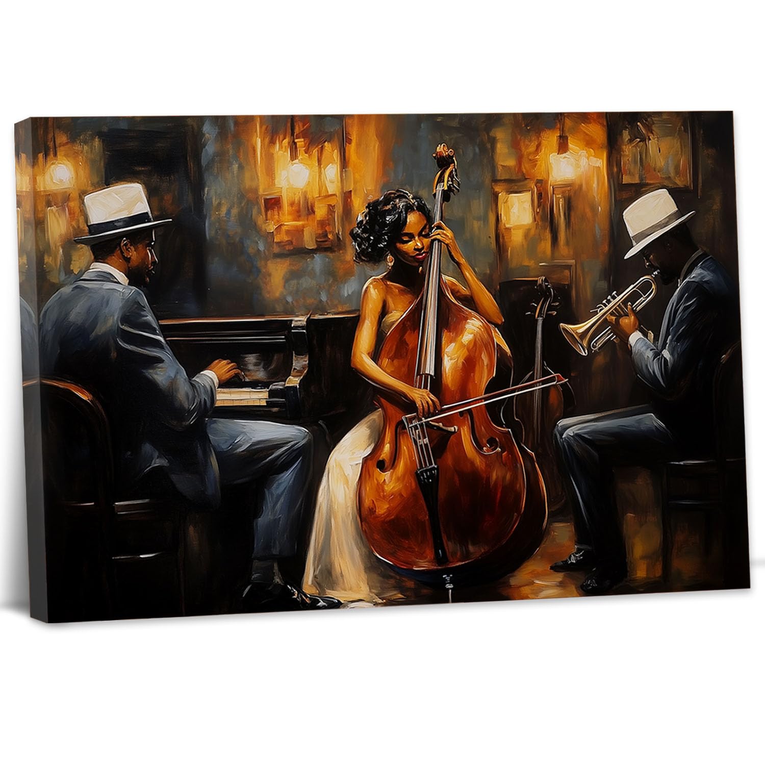 Amazon.com: YMXZHUANSH Music Canvas Art Black Jazz Band Wall Art