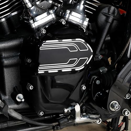 Miniatura 8 de TCT-MOTORPARTS Cubierta de leva lateral negra brillante para Harley M8 Engine Touring Street Glide 17-23