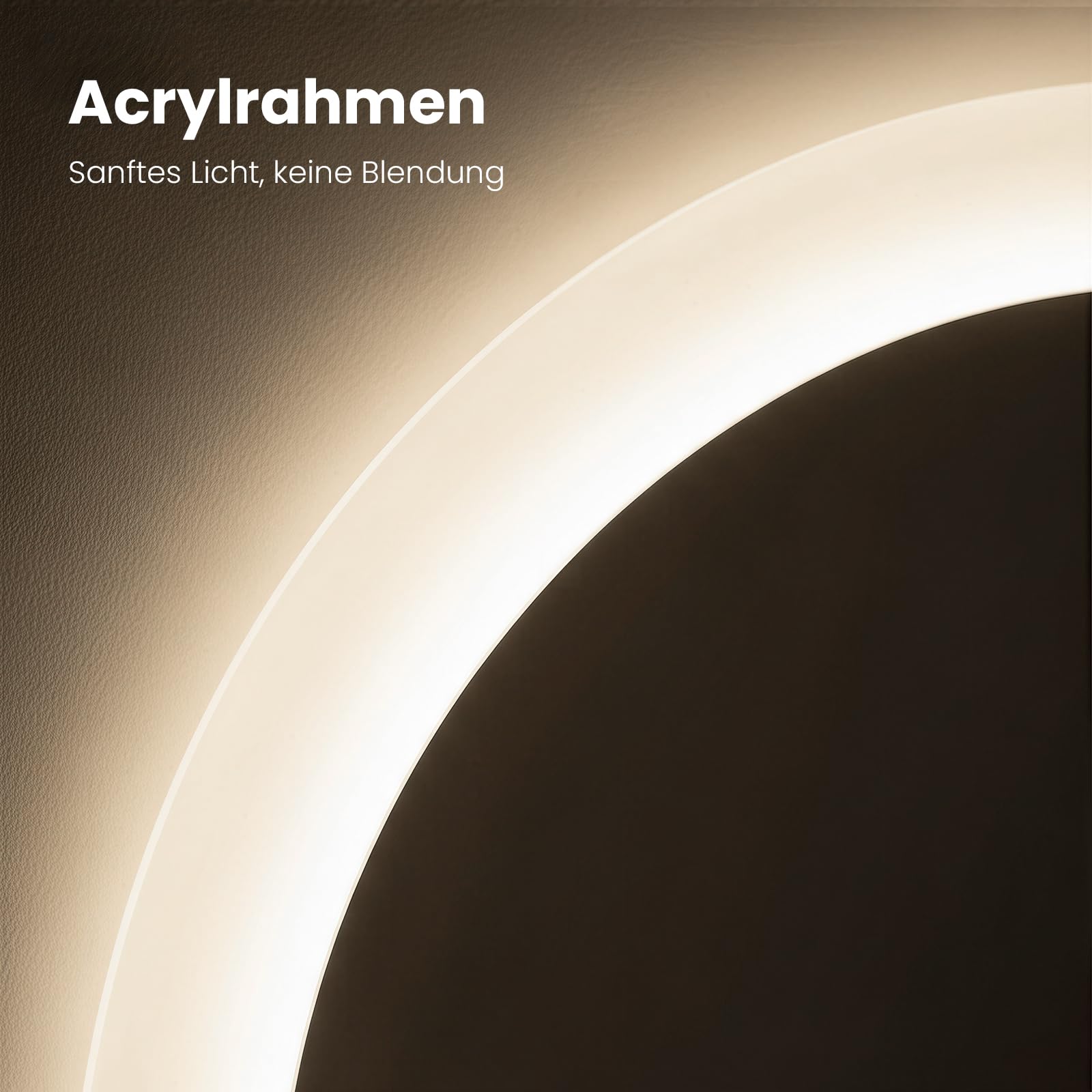 Heilmetz Badspiegel mit Beleuchtung Rund 70cm, LED Badezimmerspiegel mit Uhr, Antibeschlag, Touch, 4300K Warmweiß Licht, Spiegel mit Beleuchtung für Bad