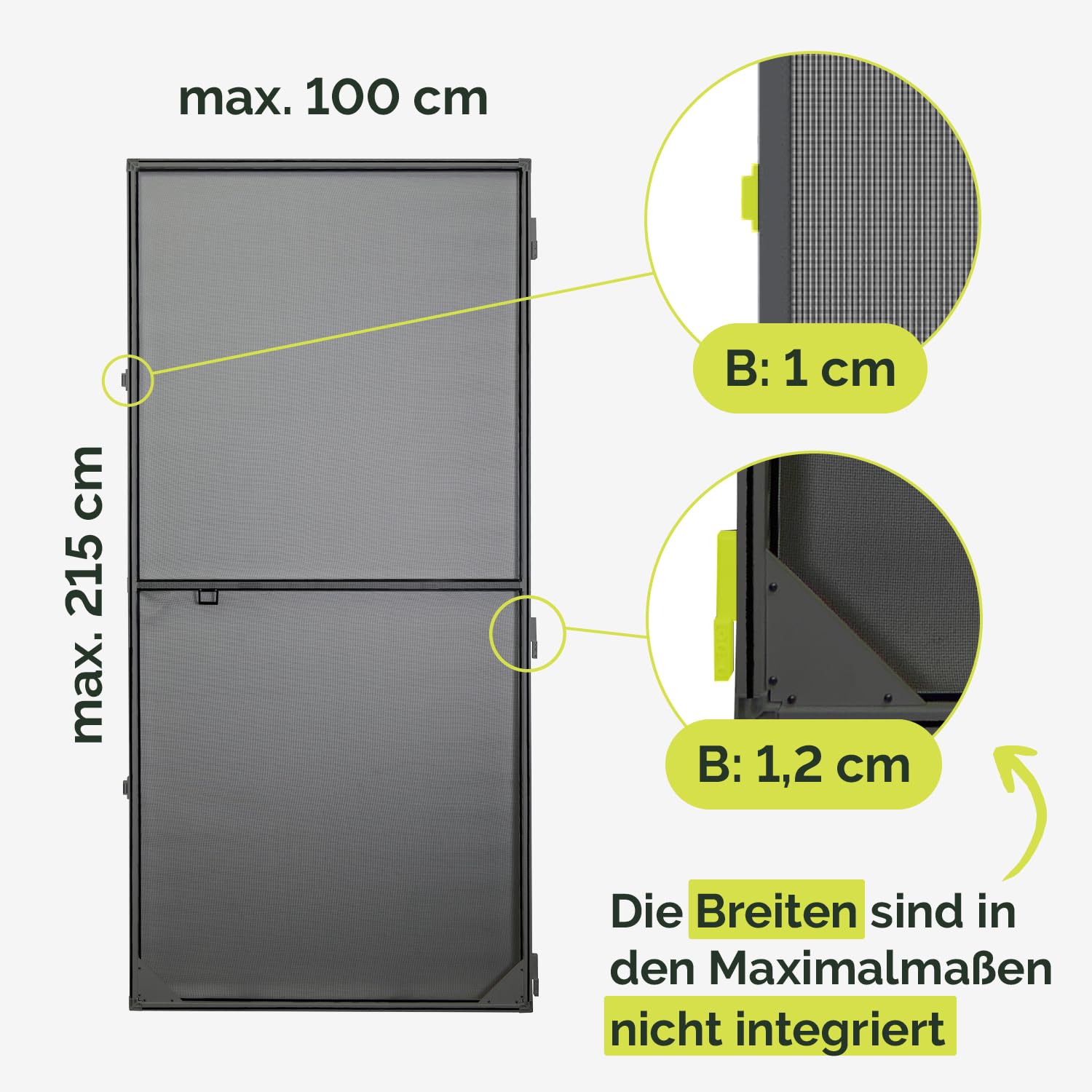 Nematek Fliegengitter Tür Light - Fliegengitter Tür mit Rahmen in anthrazit - schmale Fliegengittertür inkl. selbstklebender Bürstendichtung- Insektenschutz Balkontür Bausatz für max. 100 x 215