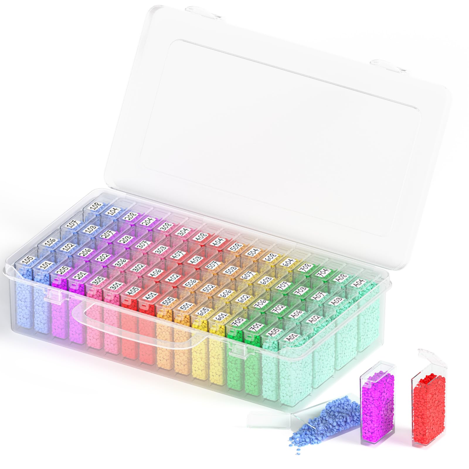 VANSUNS 64-Grid Diamond Painting Storage Containers, Portable Transparent Diamond Art Organizer, Which Are Suitable for Quick DIY, Beads and Diamond Art Storage Containers