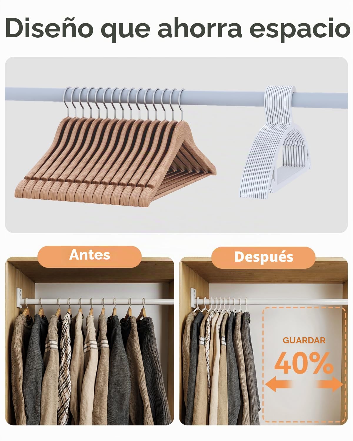 ABHENG 30 Perchas de Plástico Antideslizantes, Resistentes Delgadas Ahorradoras de Espacio, Perchas Todo-en-Uno para Vestidos Trajes Jeans Jerseys, 41,7 cm x 21cm, Blancas, APY0830W