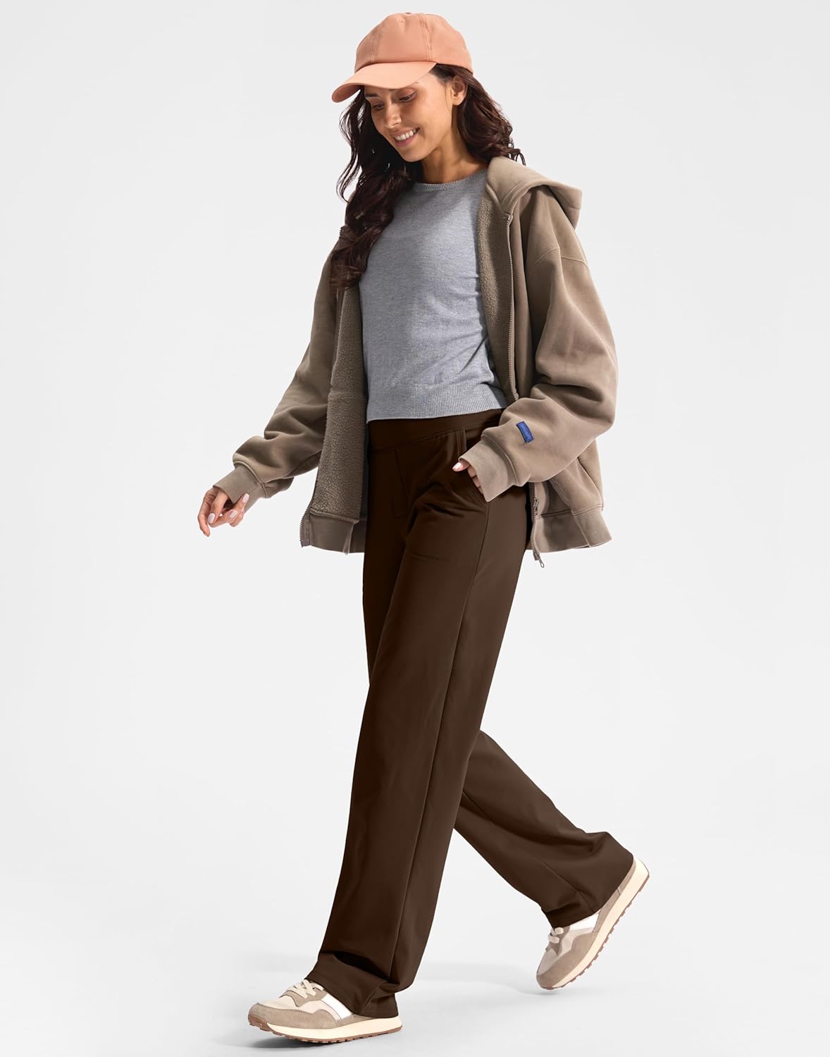 Soothfeel Fleece Lined Pants Women 29"/31"/33" High Waisted Wide Leg Sweatpants with Pocket Winter Warm Work Yoga Dress Pants - Image 6