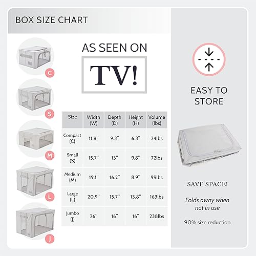 Miniatura 3 de Oxford - Cajas de almacenamiento con marco de acero para debajo de la cama o en el armario, paquete de 2 organizadores compactos (negro con lunares