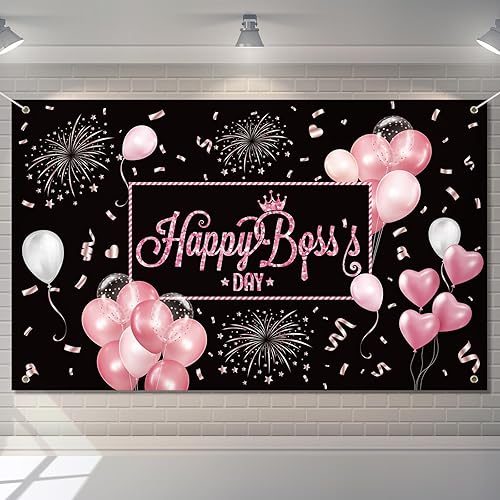Mixweer Fondo de 71 x 43 pulgadas para decoración del Día del Jefe, cartel de fotos rosa femenino para oficina, suministros de fiesta