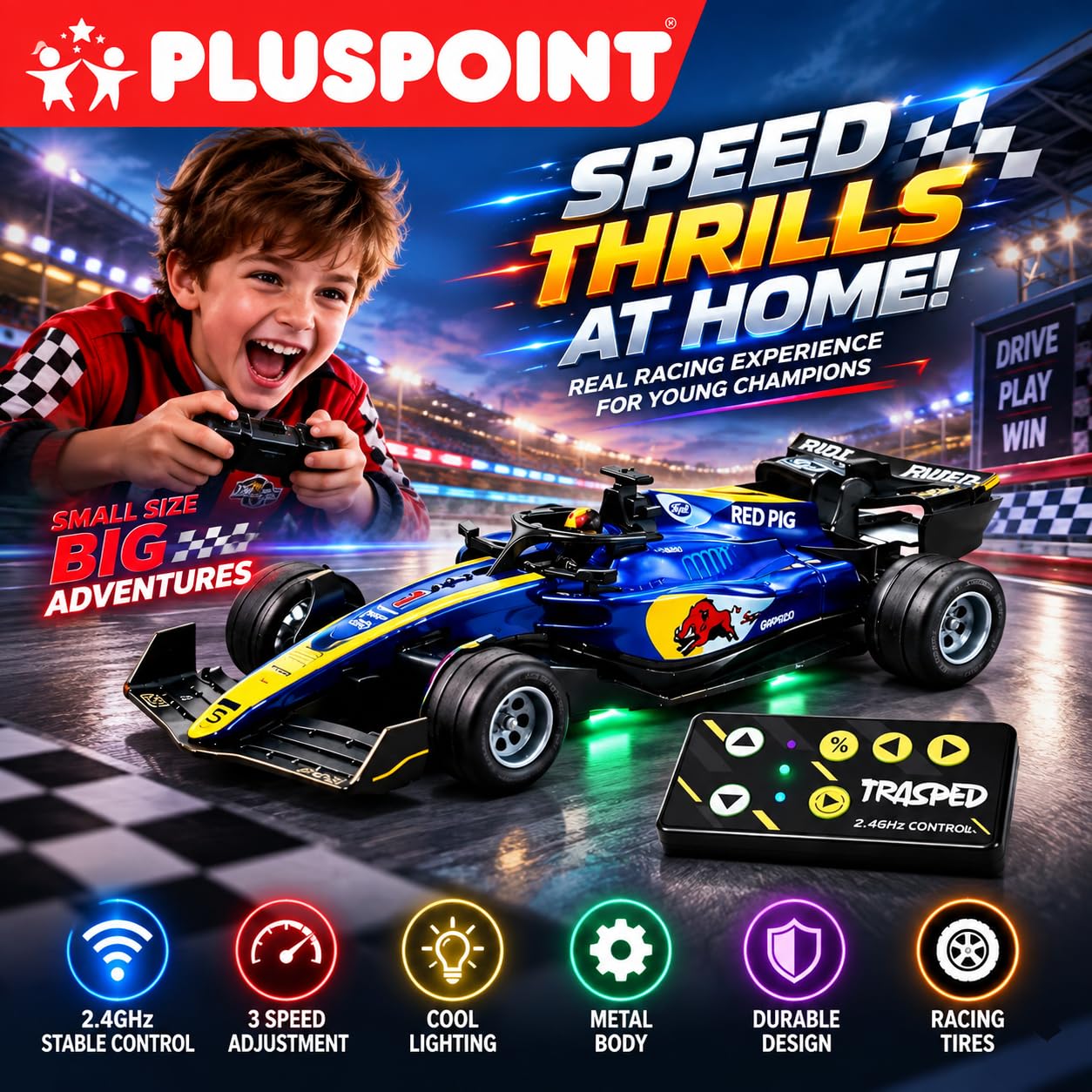 F1 RC Car with LED Lights - 2.4GHz Remote Control -8 F1 RC Car with LED Lights - 2.4GHz Remote Control -8