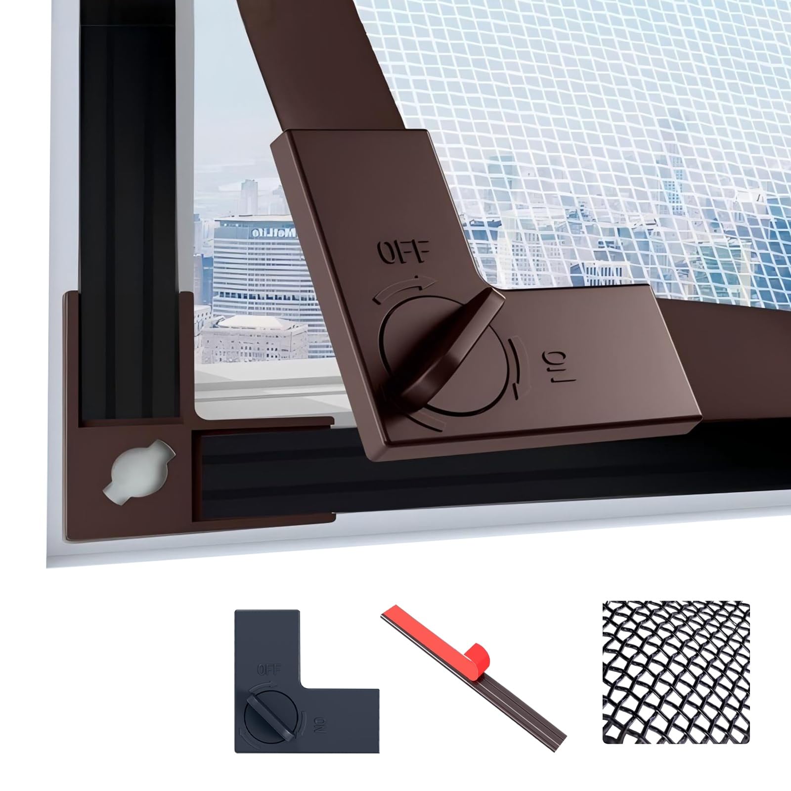 LAIJIANG 120x160cm Adjustable Window Screen -DIY Fly Screen Mesh Trimmable for Frames Up to 115×155cm, Full Frame Wide Magnetic Strip with 4 Locking Clips