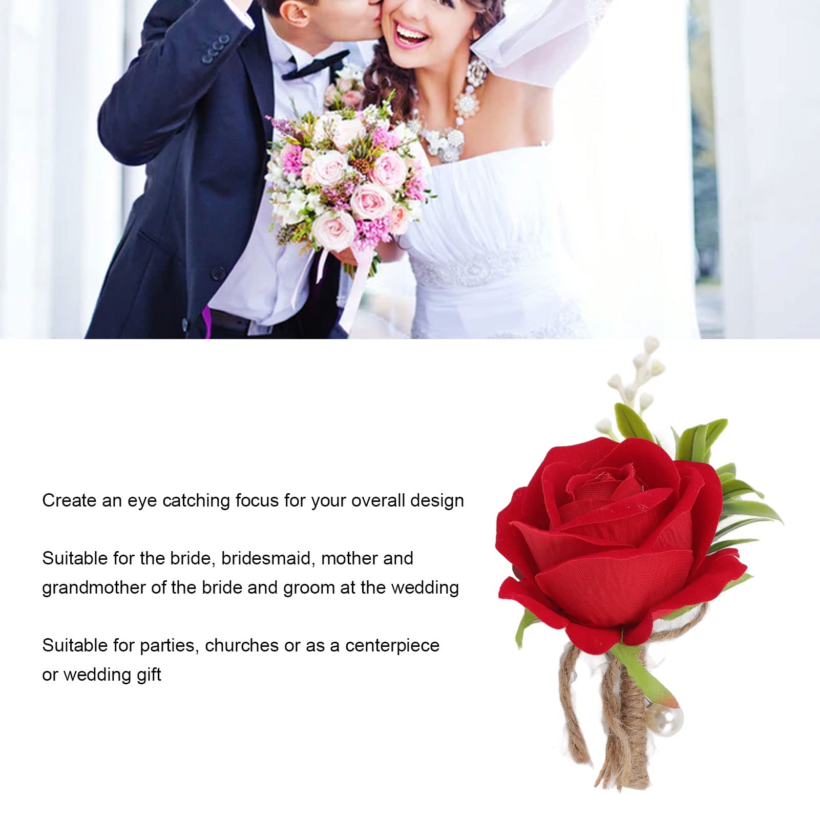 Set fiore all'occhiello per matrimonio, rosa cipria, corpetto e fiore