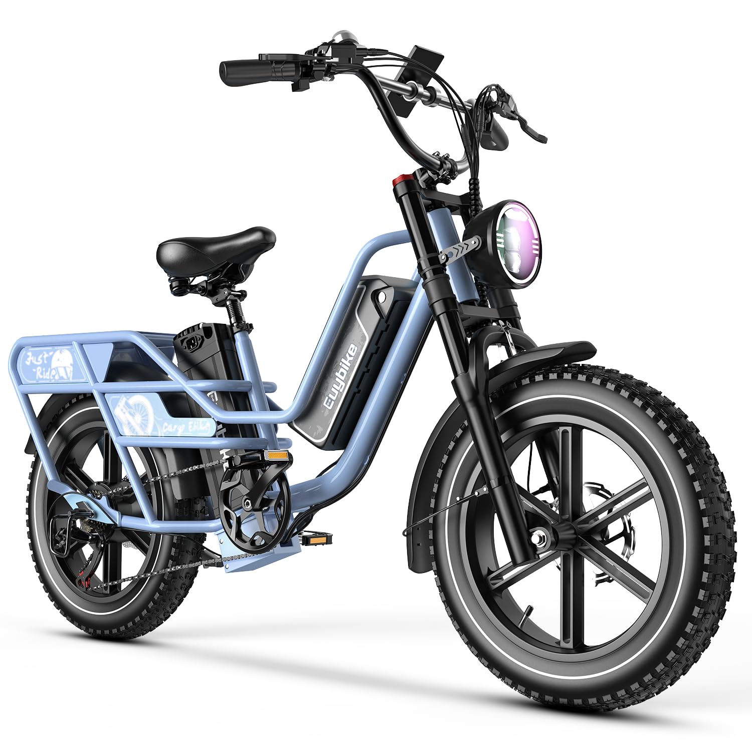 Dual Battery Electric Bike for Adults, 160 Miles Long Range Cargo Ebike with 48V 60AH Removable 2880WH Battery, 1450W Peak Motor 34MPH Electric Bicycle, 20" x 4" Fat Tire Hydraulic Brakes E Bike