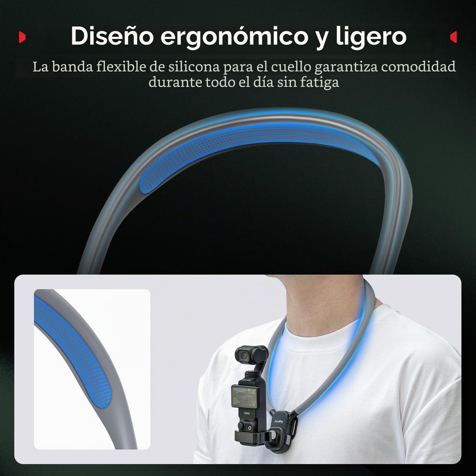 SMALLRIG Soporte Magnético de Cuello con Correa para Pecho, para Video POV Hands-Free para dji Osmo Pocket 4/3/360/Action 4/5, para GoPro Hero 12/11/10/9, para Insta360 X5/X4/X3/Ace Pro - 5567