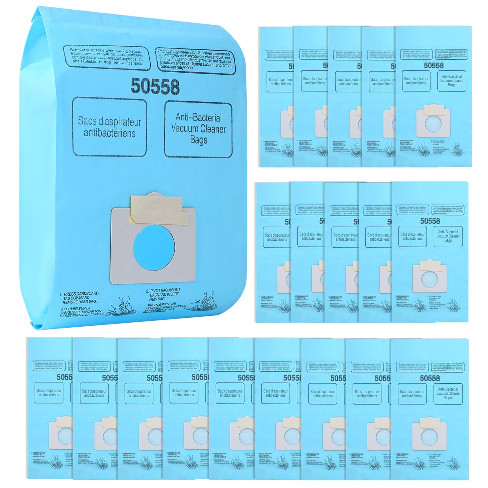 Gudotra 20 Pack Replacement 5055 Vacuum Bags for Canister Type C/Q 5055 50555 50557 50558 50403 50410 53291 Type C-5 C-18 Blue
