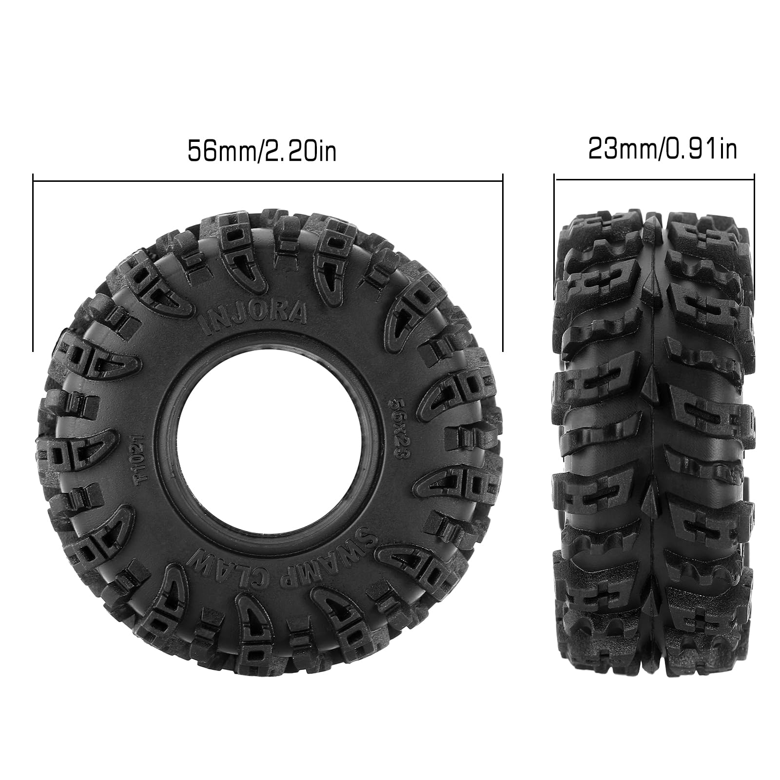 INJORA 57*22mm pneus de roue 1.0 collants Super doux pour 1/18 1/24 voiture sur chenilles RC TRX4M Axial SCX24 AX24 mise à niveau (T1016)  26