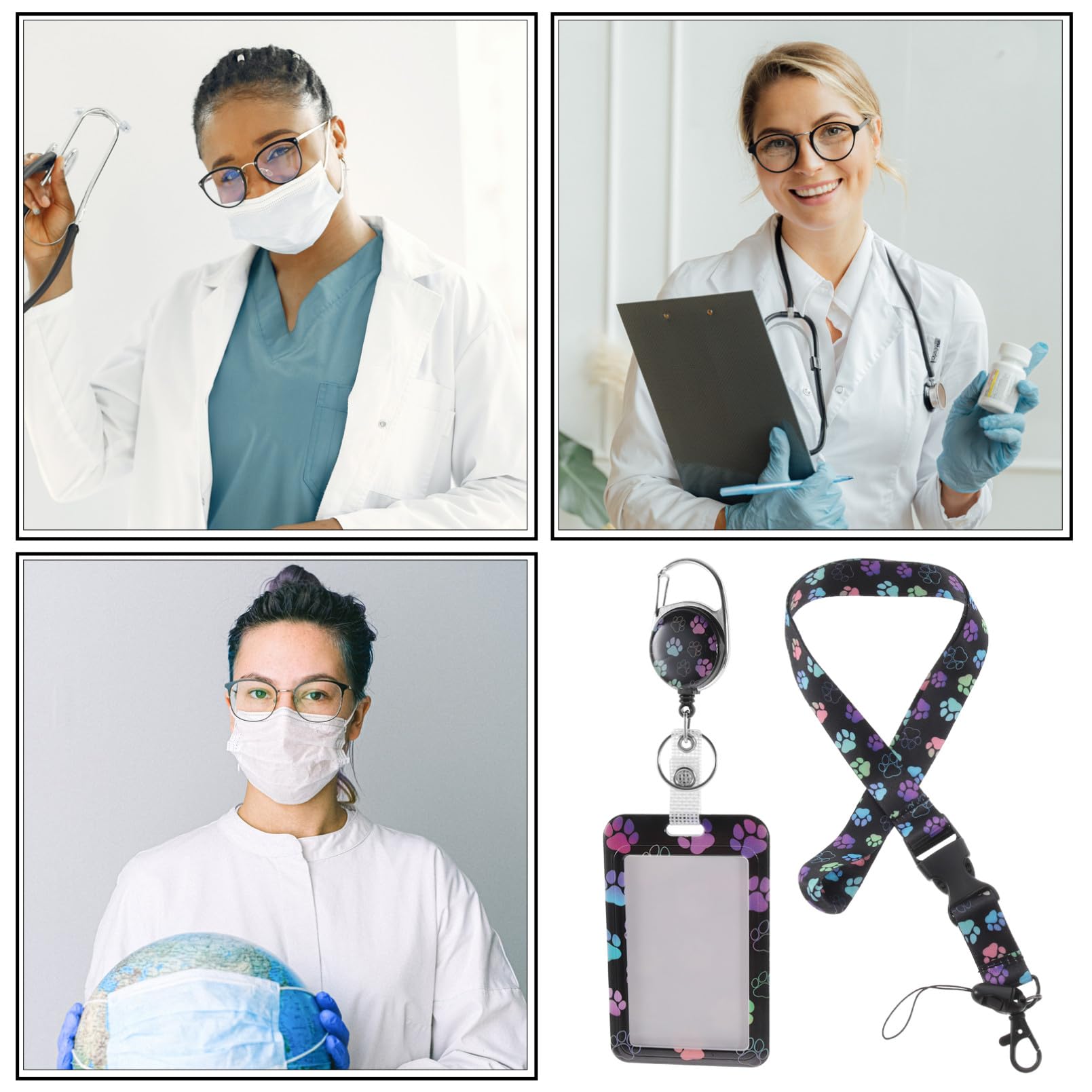 STOBOK 3pezzi Con Lanyard Portadocumenti Resistente Con Per Id Badge Insegnanti Studenti e Professionisti