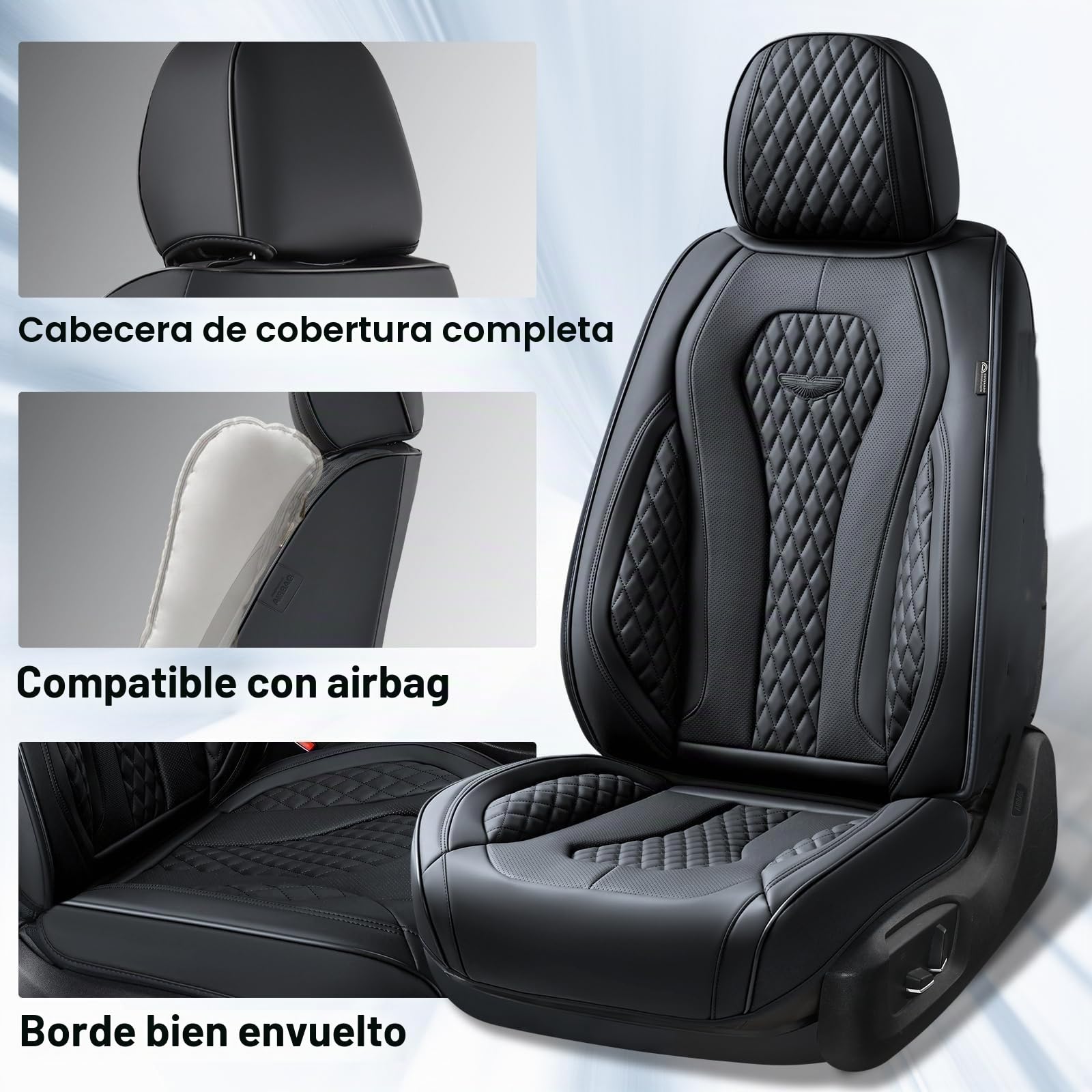 Coverado Fundas para Asientos de Coche, Cubierta del Asiento de Cuero Impermeable, Protectora de Asiento, Adecuada para la mayoría de Las camionetas SUV de Lujo B8839 Seat