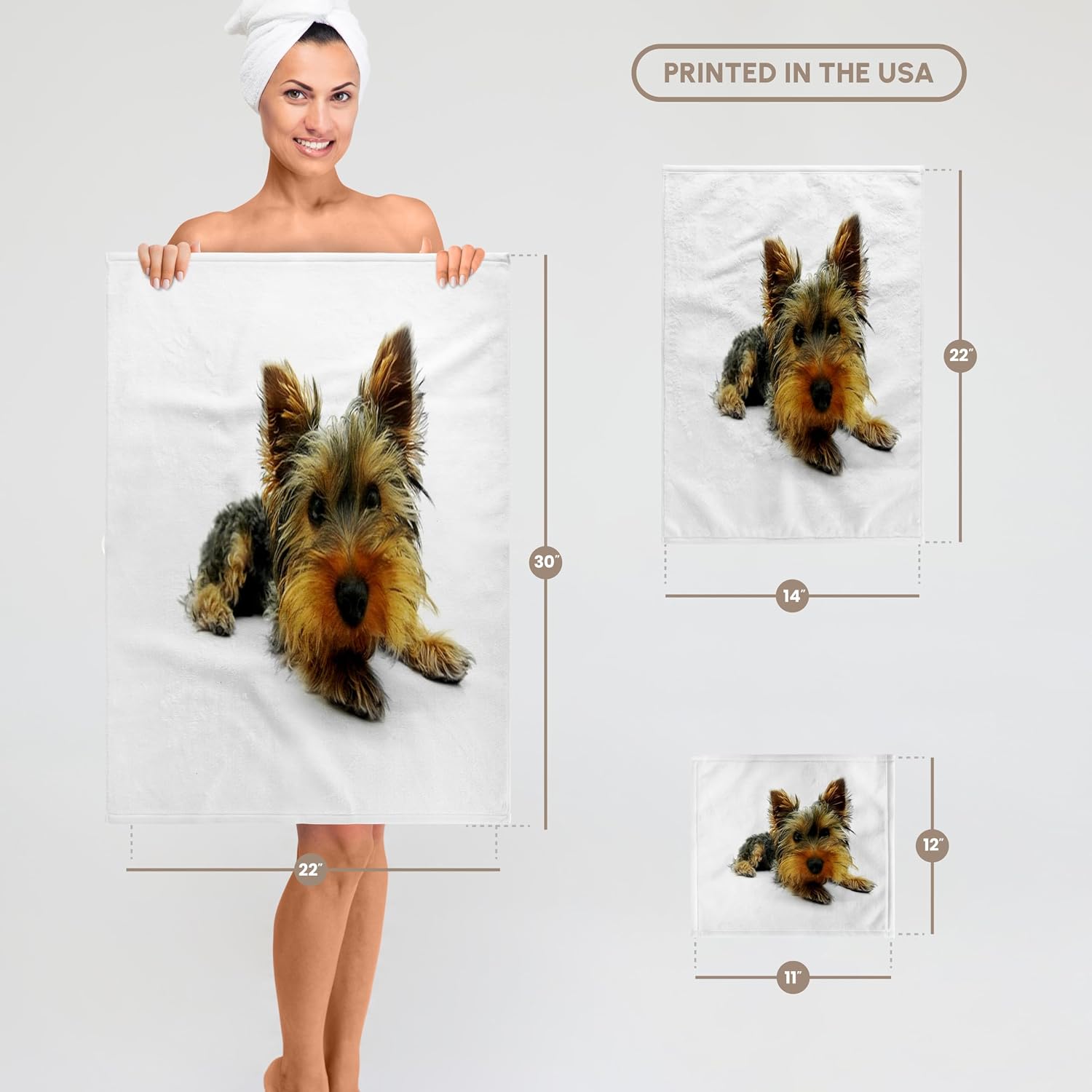 3dRose Print of Sweet Portrait of A Yorkie 22x30 Bath Hand Pool Towel