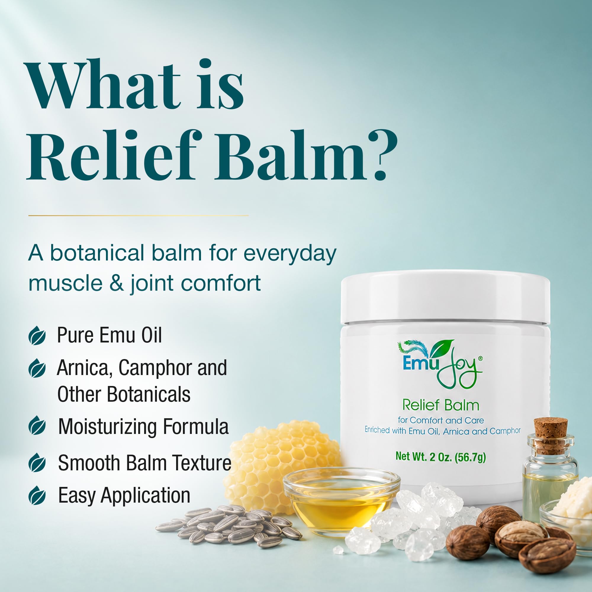 Emu Oil Muscle & Joint Comfort Balm - Arnica Camphor Botanical Blend - 2 oz — Amazon image 2