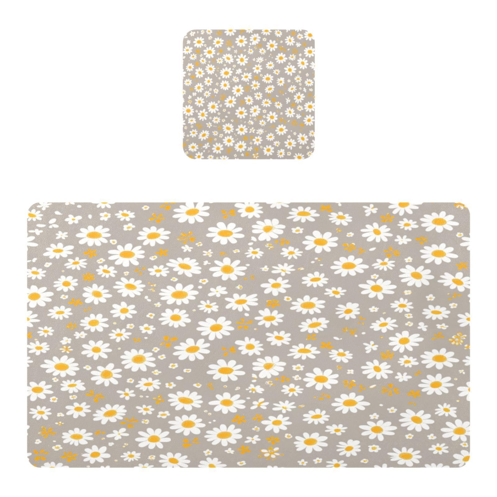 BURSTDDY Diasy Placemat Waterproof Place Mat for Dining Table