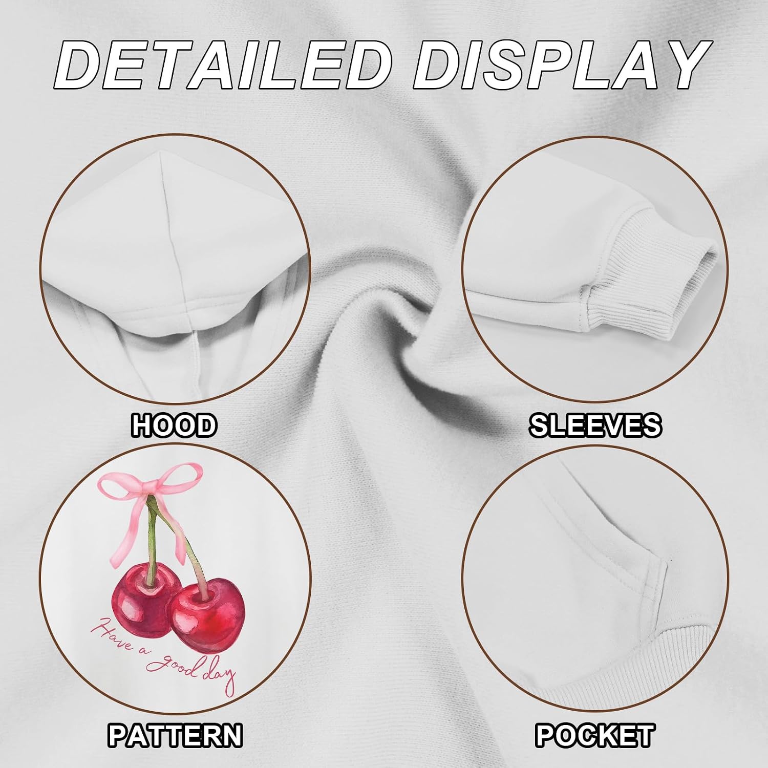 BINTEHGS Cute Cherry Hoodies for Girls Coquette Bow Graphic Hoodie with Pocket Aesthetic Hooded Sweatshirt Kids Preppy Tops