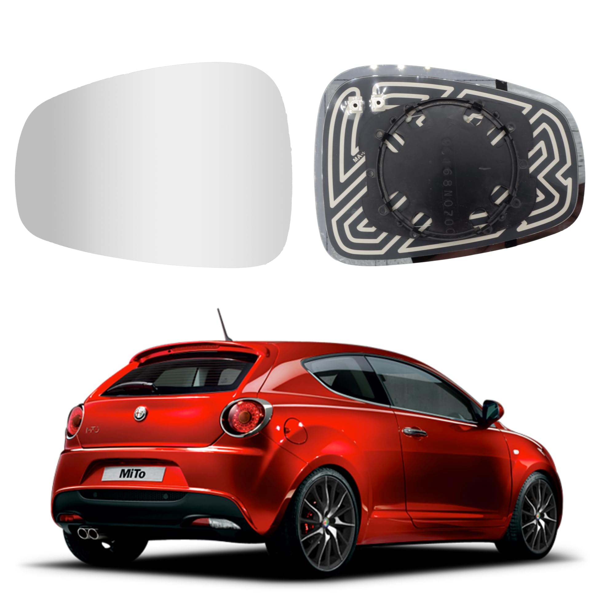 Vetro Specchietto Retrovisore per Alfa Romeo Mito (2008-), 159 (2005-2012), Sinistro, Termico, Sx, Riscaldabile, 71753833