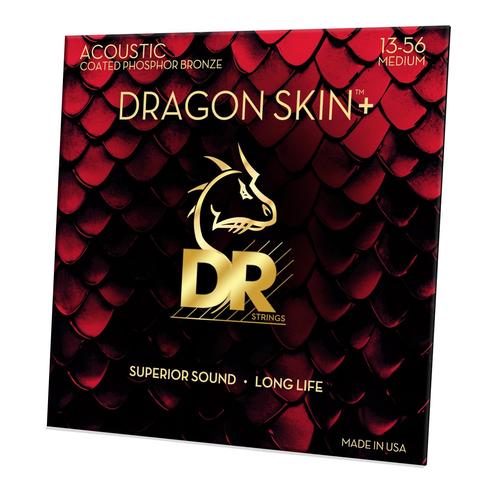 DR DAP-13, DRAGON SKIN+™ Coated phosphor bronze acoustic guitar strings, Superior sound with pleasant feel & long lifespan