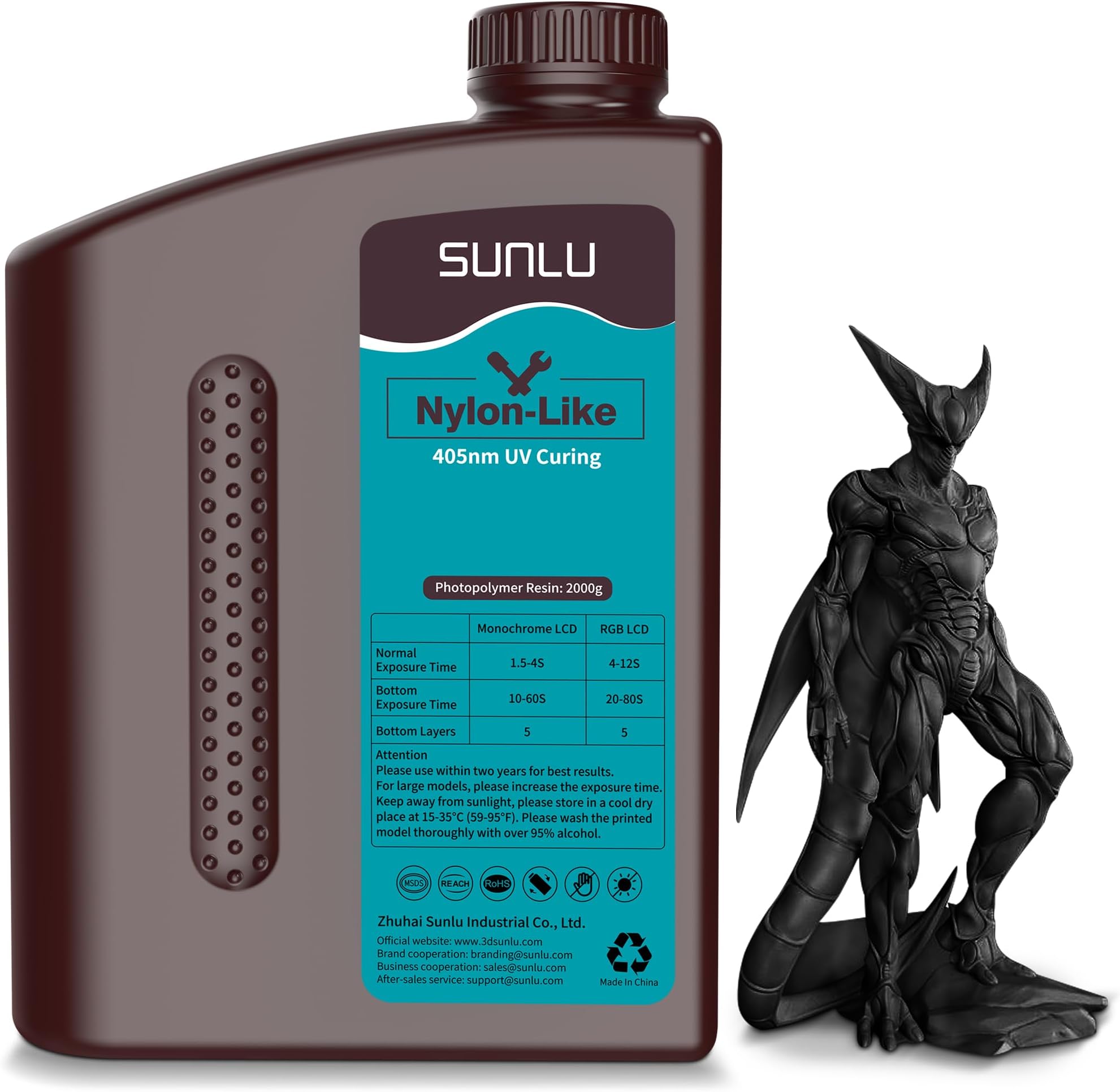 SUNLU 3D Printer Resin, Strong Durable Nylon Like 3D Resin for LCD DLP SLA Resin 3D Printers, 395-405nm UV Light Curing 3D Printing Liquid Photopolymer Resin, Good for Functional Parts, 2000g, Black
