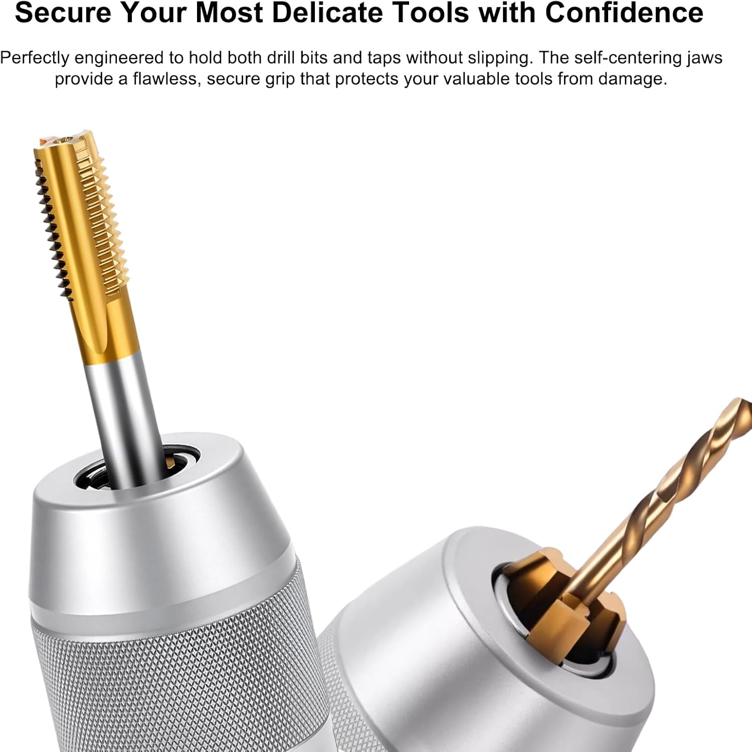 0-13mm Self-Tightening Heavy-Duty Keyless Drill Chuck, with Straight Shank-JT6 Taper Arbor Set, TIN Coating 3-Jaws, for Holding Drill Bits or Taps (1" (25mm) to JT6 Straight Shank)