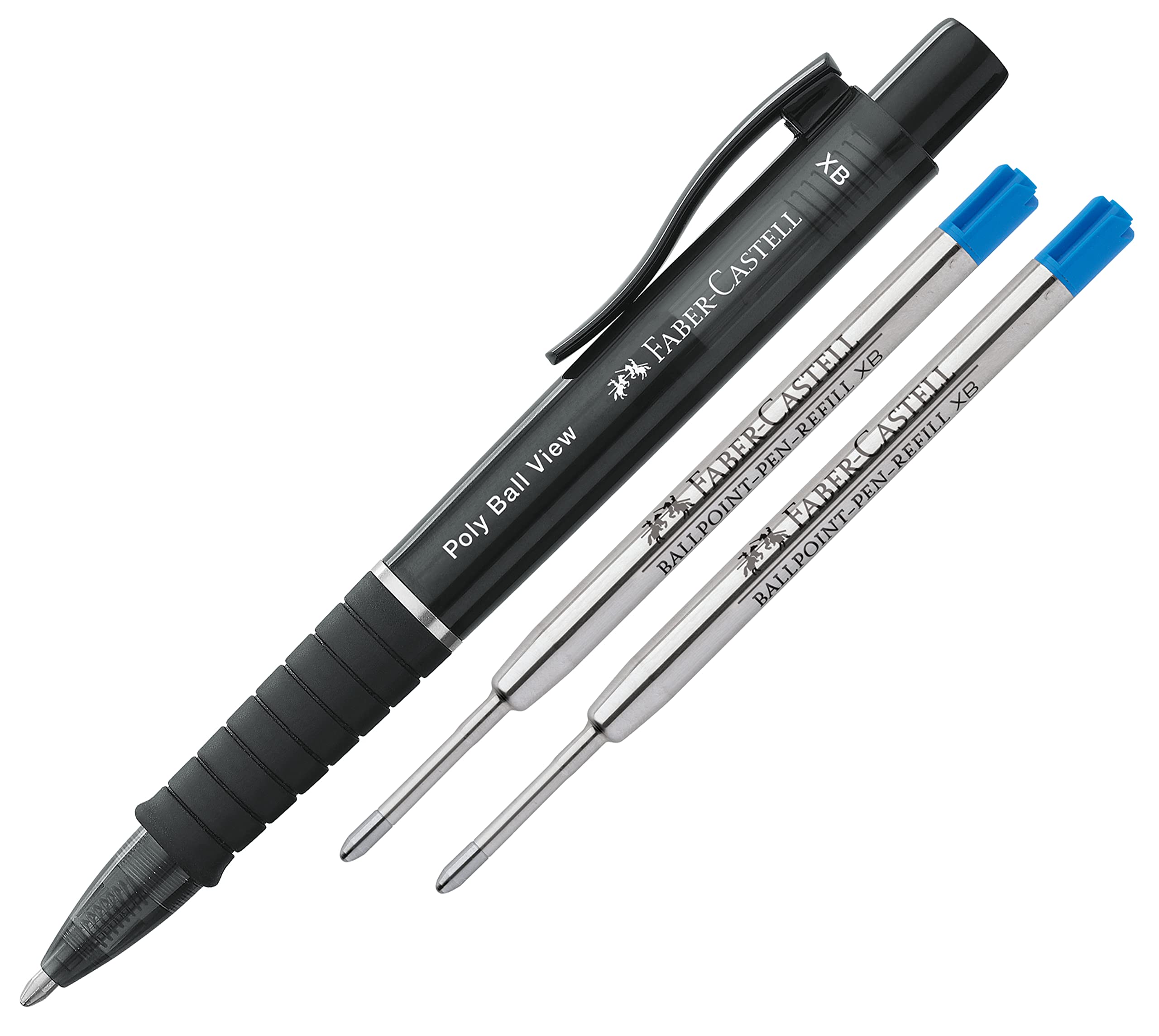 Faber-Castell Ballpoint Pen Poly Ball View XB Refill (Black + Refills), Black + Leads