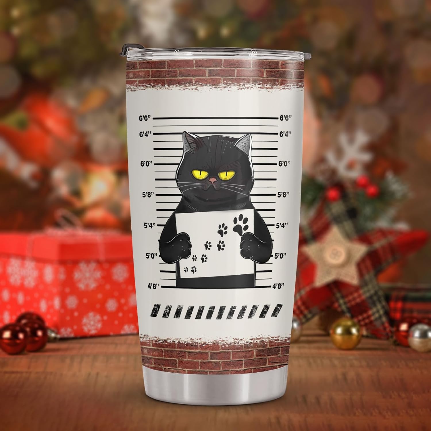 34HD Funny Black Cat Tumbler 20oz with Lid, Personal Stalker Feline Vacuum Insulated Coffee Mug, Horror Cup for Birthday, Cats Lovers Gifts for Him Her - Image 3