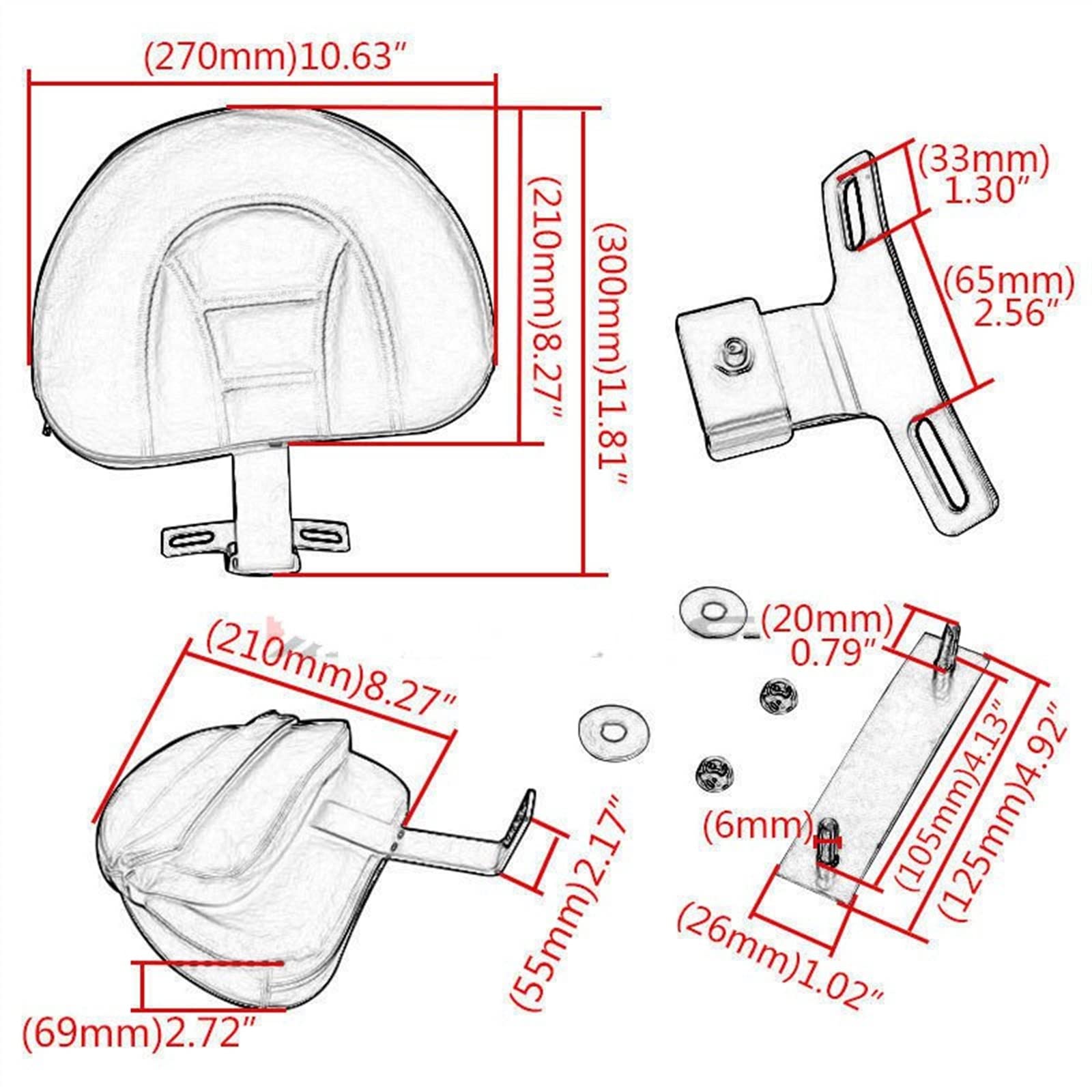 NINOMA Moto Schienale Staccabile Posteriore Sissy Bar Pad di Ricambio per Harley per Heritage Softail 2007-2019 Coda gobba