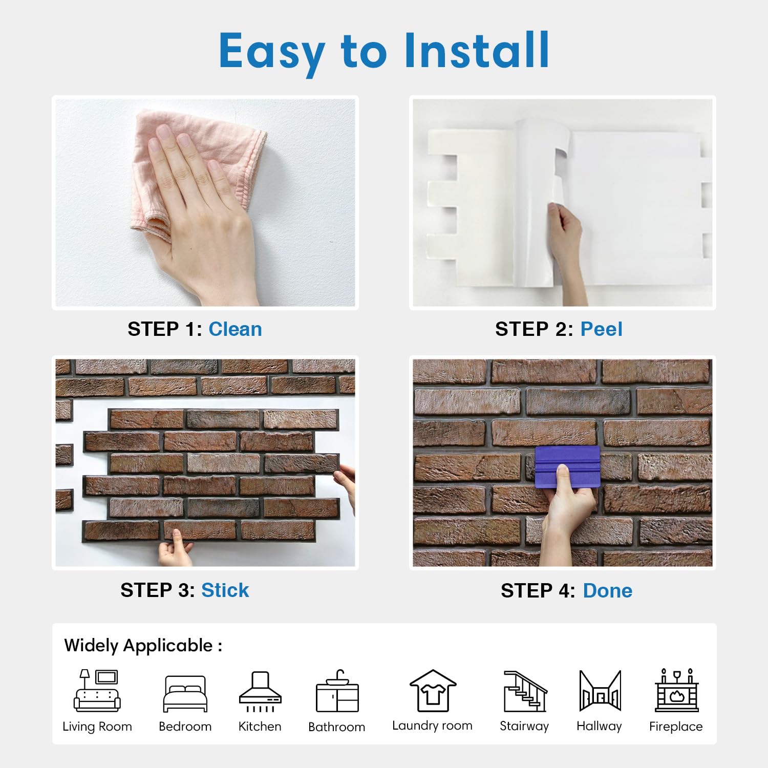 COMSTICKC Paneles de Pared 3D Autoadhesivos, Marrón, 12 Piezas, 3D Revestimiento de Pared, Adhesivos de Pared PVC, Papel Pintado 3D, 58 x 30 CM, Ideal Para Salón, Dormitorio y Cocina