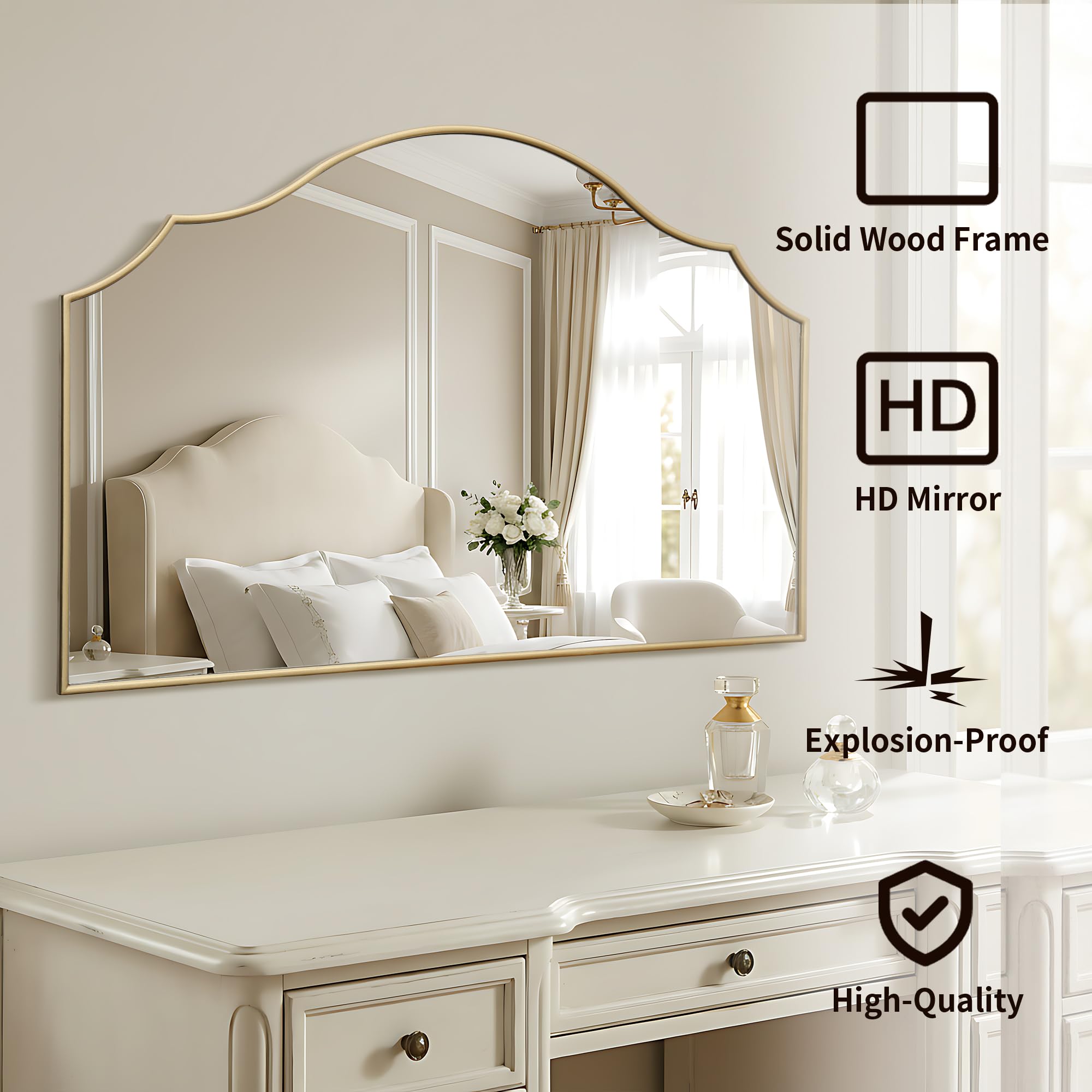 Amazon.com: Besdomus Large Scalloped Gold Mirror: 47