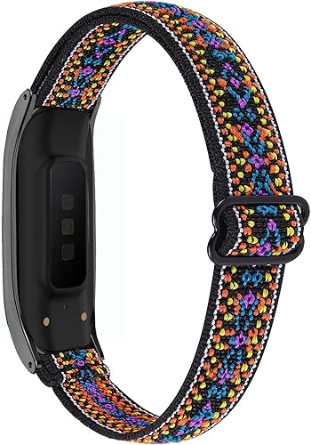 Miniatura 17 de Nigaee Correas de cuero genuino y bandas elásticas de nailon compatibles con Samsung Galaxy Fit2, correas deportivas suaves y transpirables