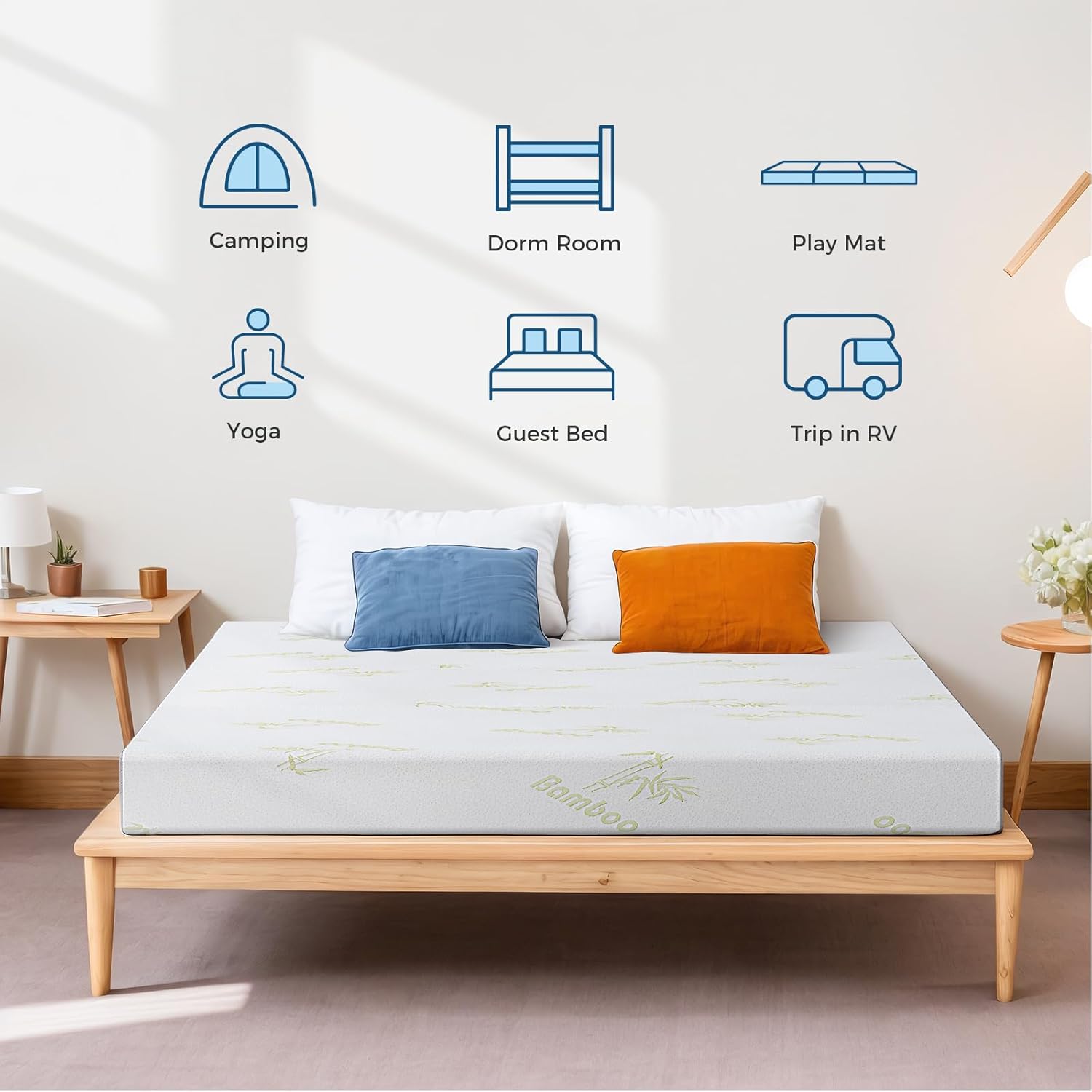 Inofia 6 Inch Folding Mattress, Memory Foam Tri-fold Mattress with Removable Cover, Foldable Floor Bed, Medium Firm, Queen Size (80" x 60" x 6")