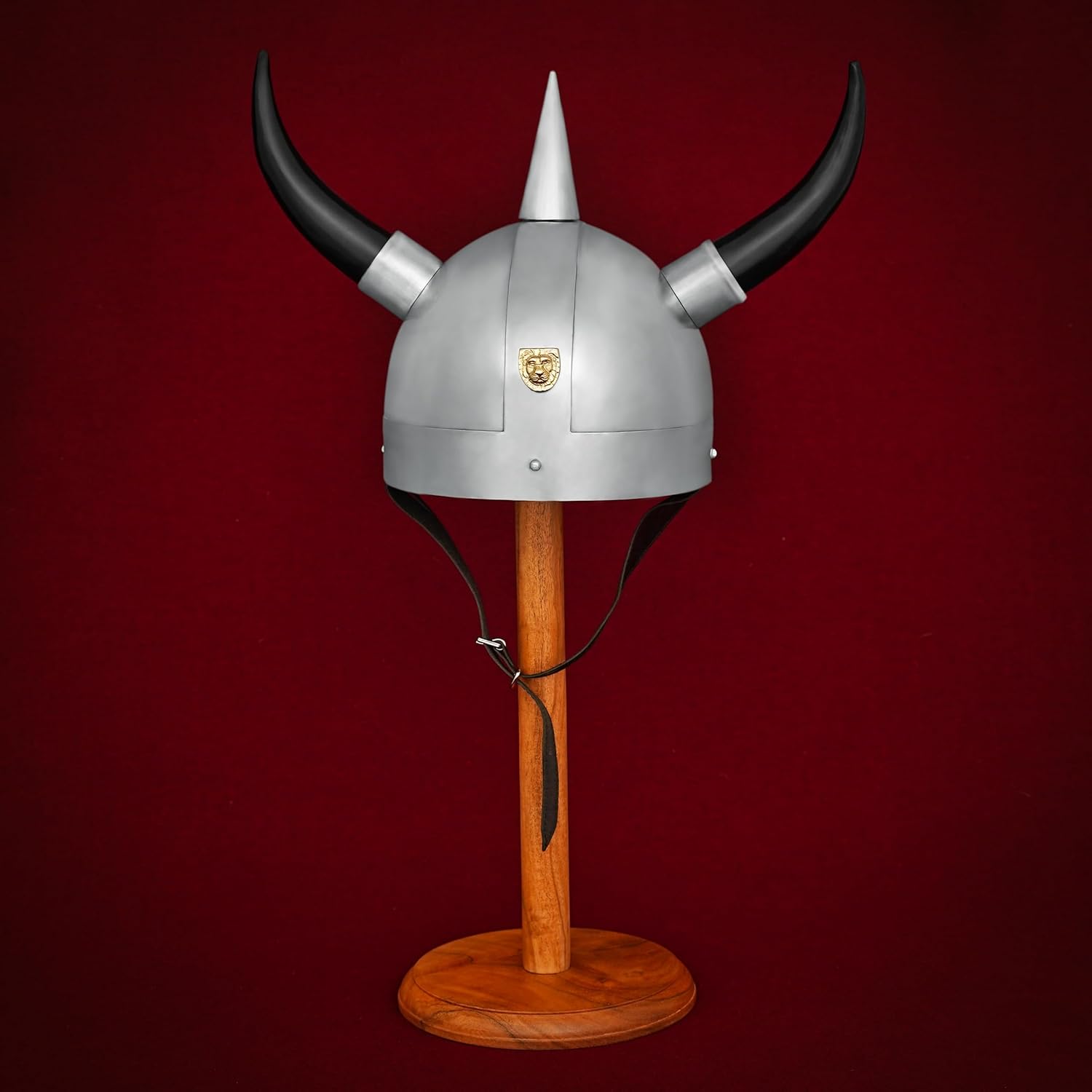 Mythrojan Viking Helmet with Horns Medieval Steel Helmet Viking Costume Hat Heavy Duty 20 Gauge Warrior Helm with Natural Horn for SCA,LARP, Historical Reenactment