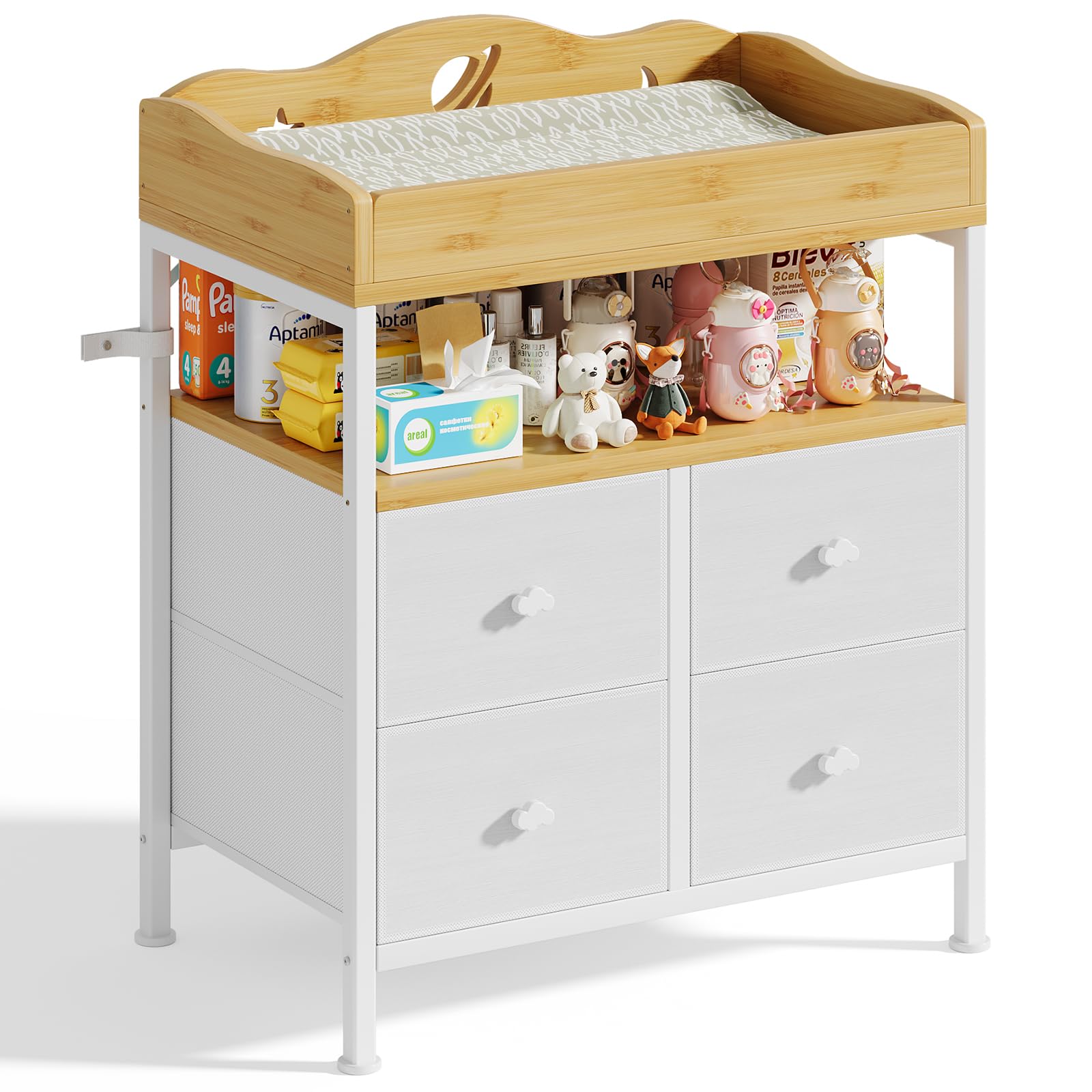 POKIPO Bamboo Changing Table Dresser