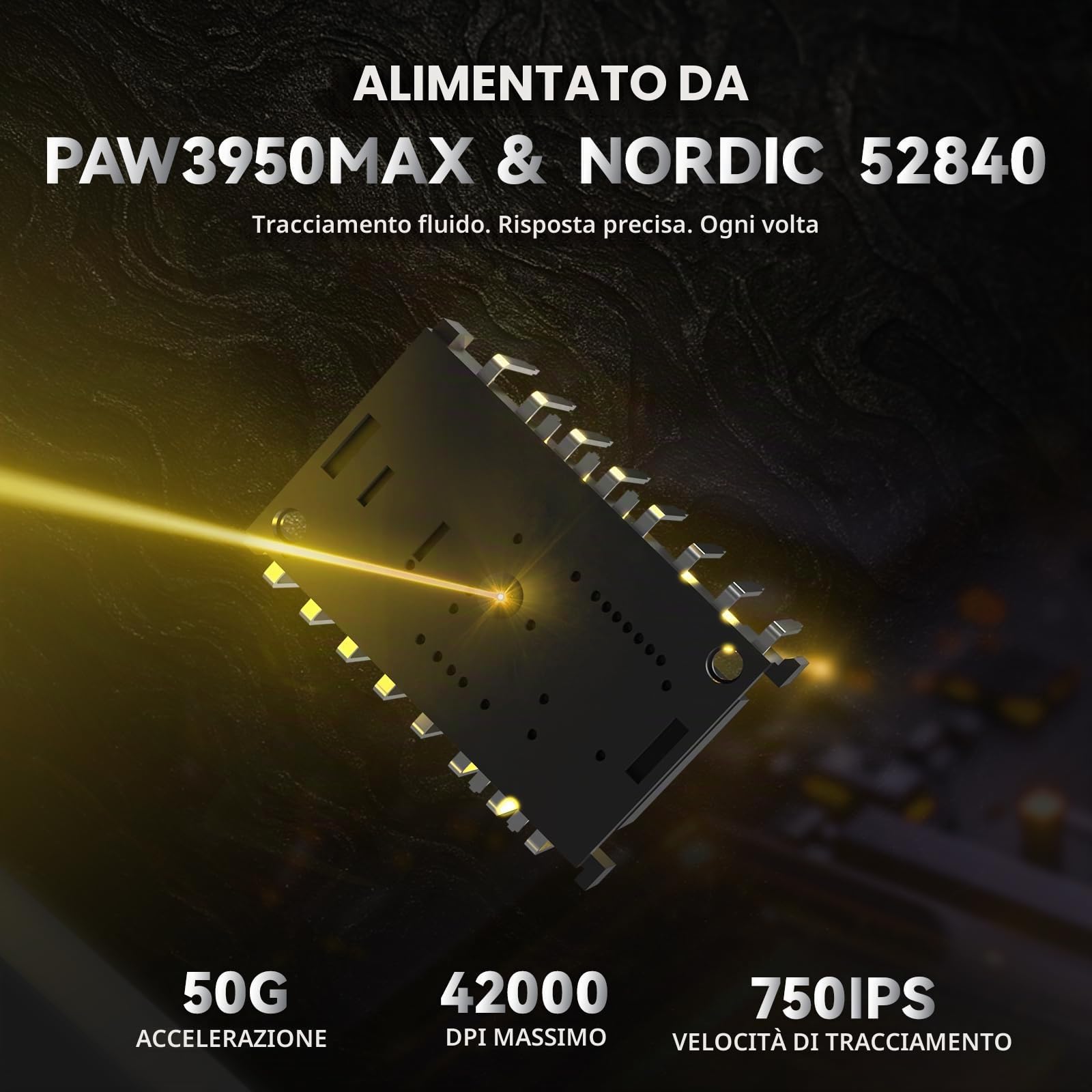 ATTACK SHARK R11 ULTRA Mouse Gaming Wireless 8000Hz in Fibra di Carbonio, 49g SUPERLIGHT, 42000 DPI, 20000 FPS, Nordic 52840, PAW3950MAX, Copristrato Ice-Feel, BT/2.4G/Cabalto, PC/Mac, Nero Forgiato