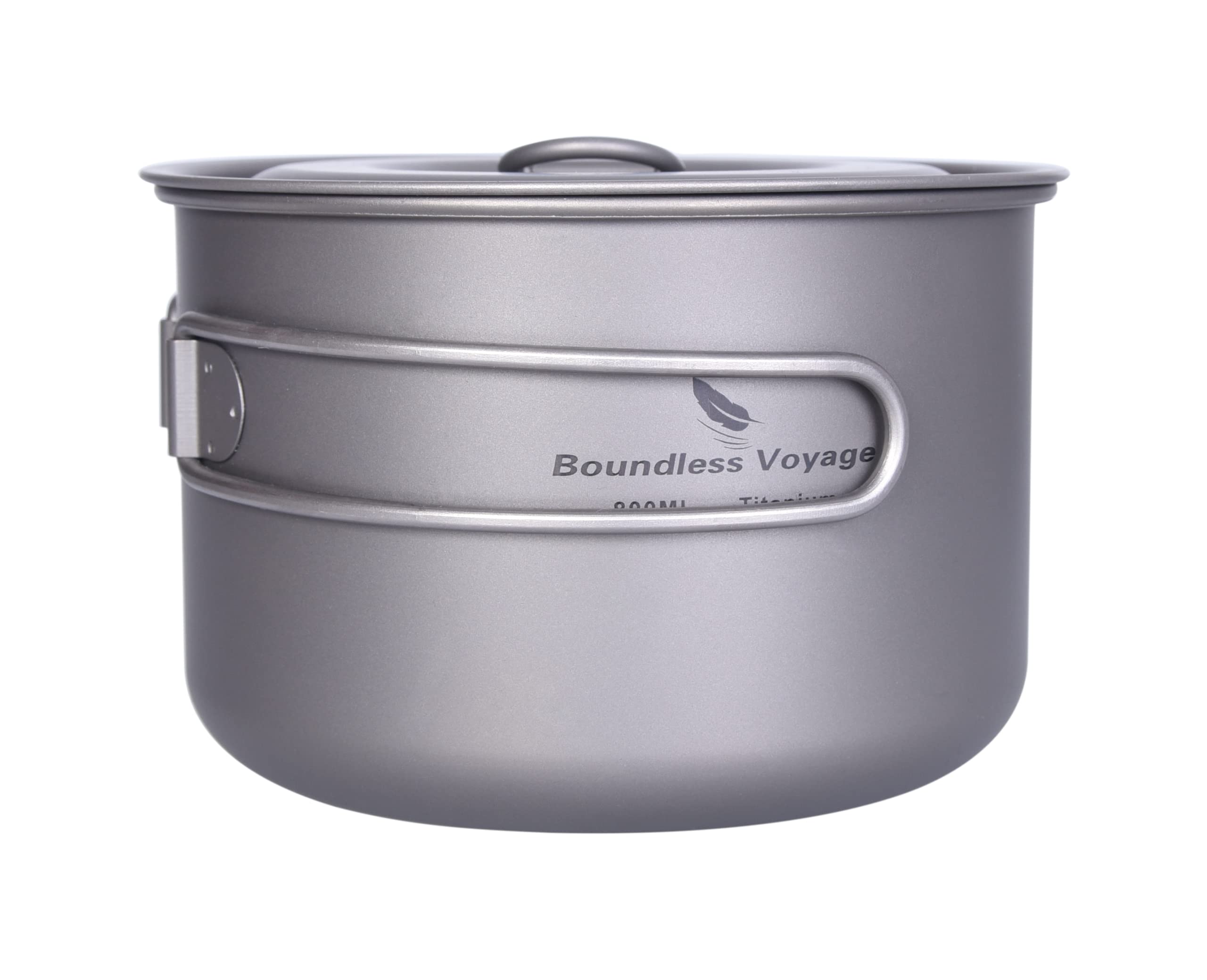 iBasingo 800ml Outdoor Titanium Pot with Lid Folding Handle Camping Hiking Picnic Ultralight Bowl Tableware Only 122g A-Ti2041C