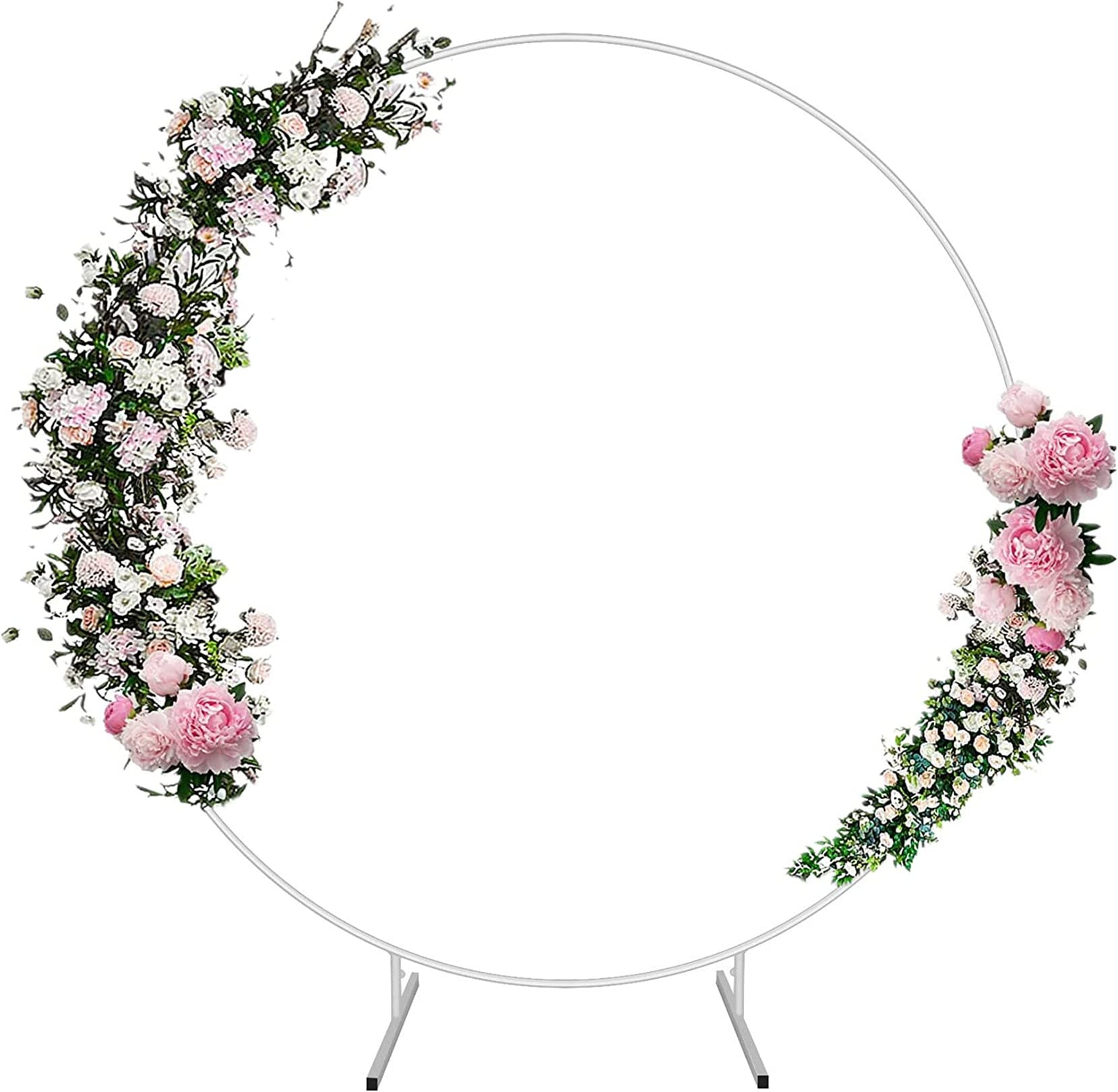 Iron Circle Wedding Arch Round Flower Shelf Background Decoration Props for Birthday Party Lawn Wedding Babyshower (2.4M)