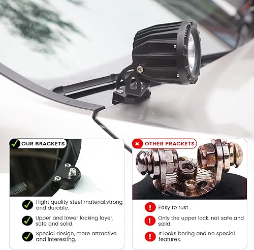 Miniatura 7 de Soportes de luz de zanja para montaje de capó  2 soportes de montaje universales para barra de luz LED, bisagra de capó, pilar, vaina, soporte de