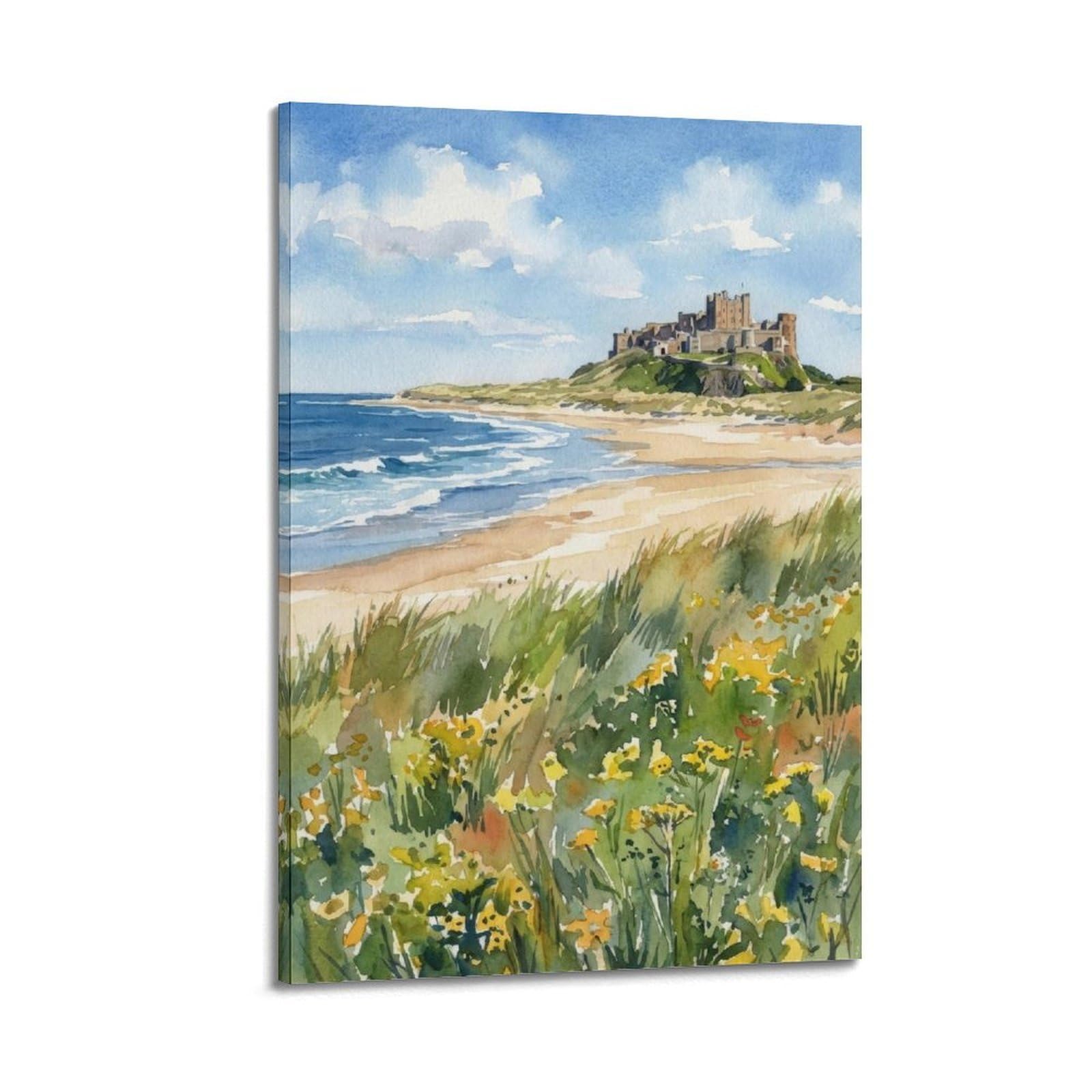 xiaoxiaoshen Bamburgh Castle England Coastal Travel Scenic_9 Canvas Poster Wall Art Prints Room Aesthetic Murals Bedroom And Living Decorations 12x18inch(30x45cm)