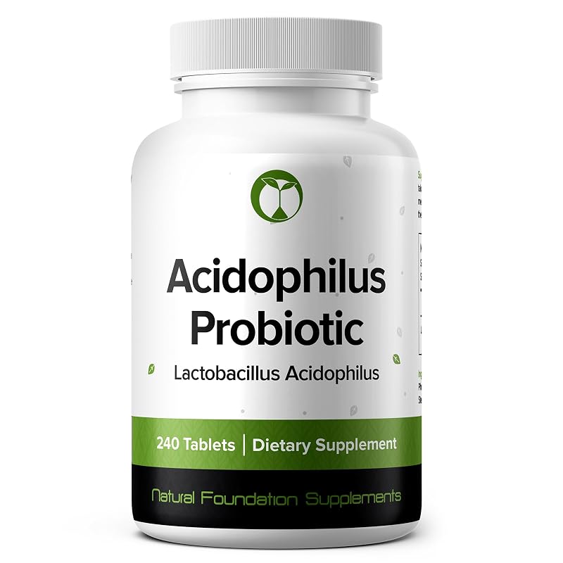 Natural Foundation – Suplemento probiótico de Lactobacillus acidophilus LA85, 3 bilhões de UFC, 240 comprimidos